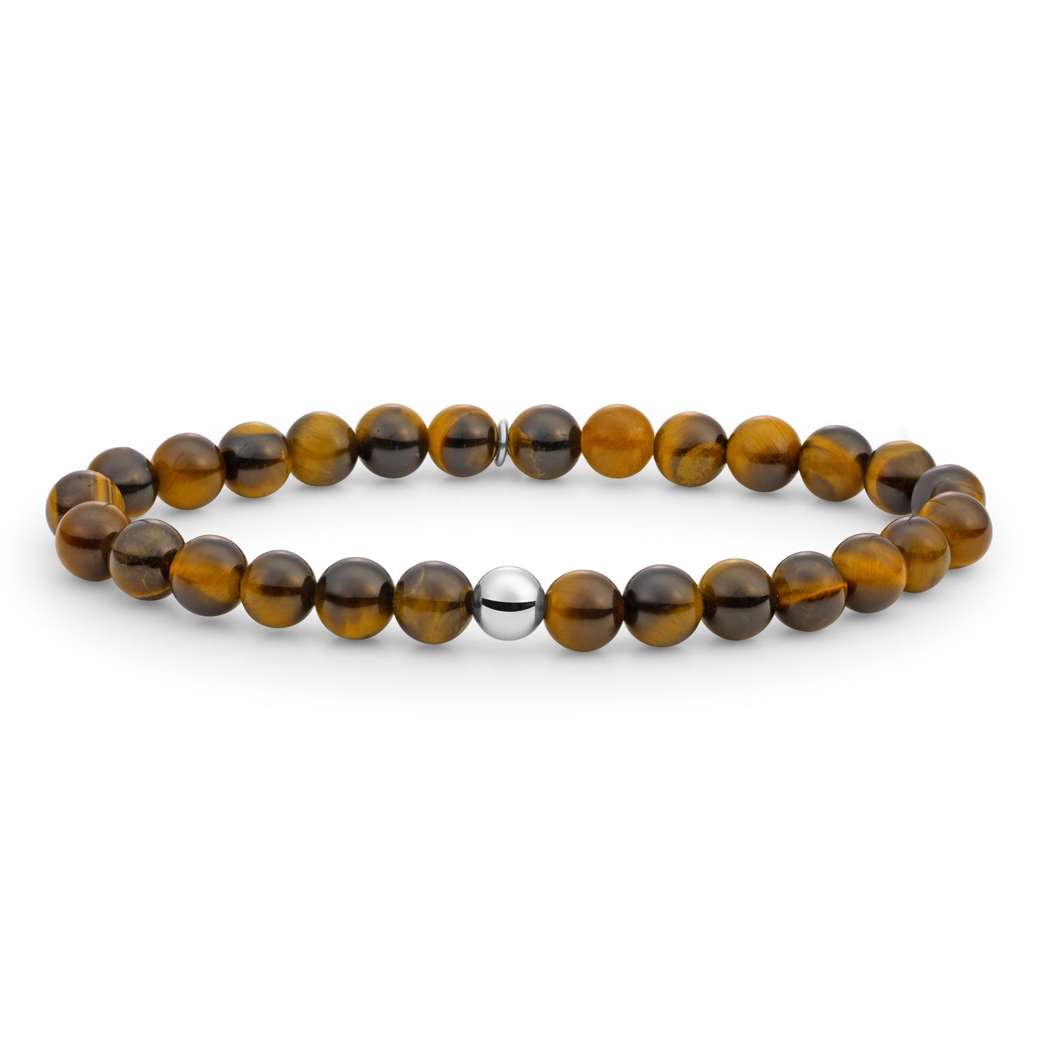 Sparkling Jewels Armband Tiger Eye Saturn large - Silver 6mm SB-GEM09-ADD-6MM - PansiteNederland.nl