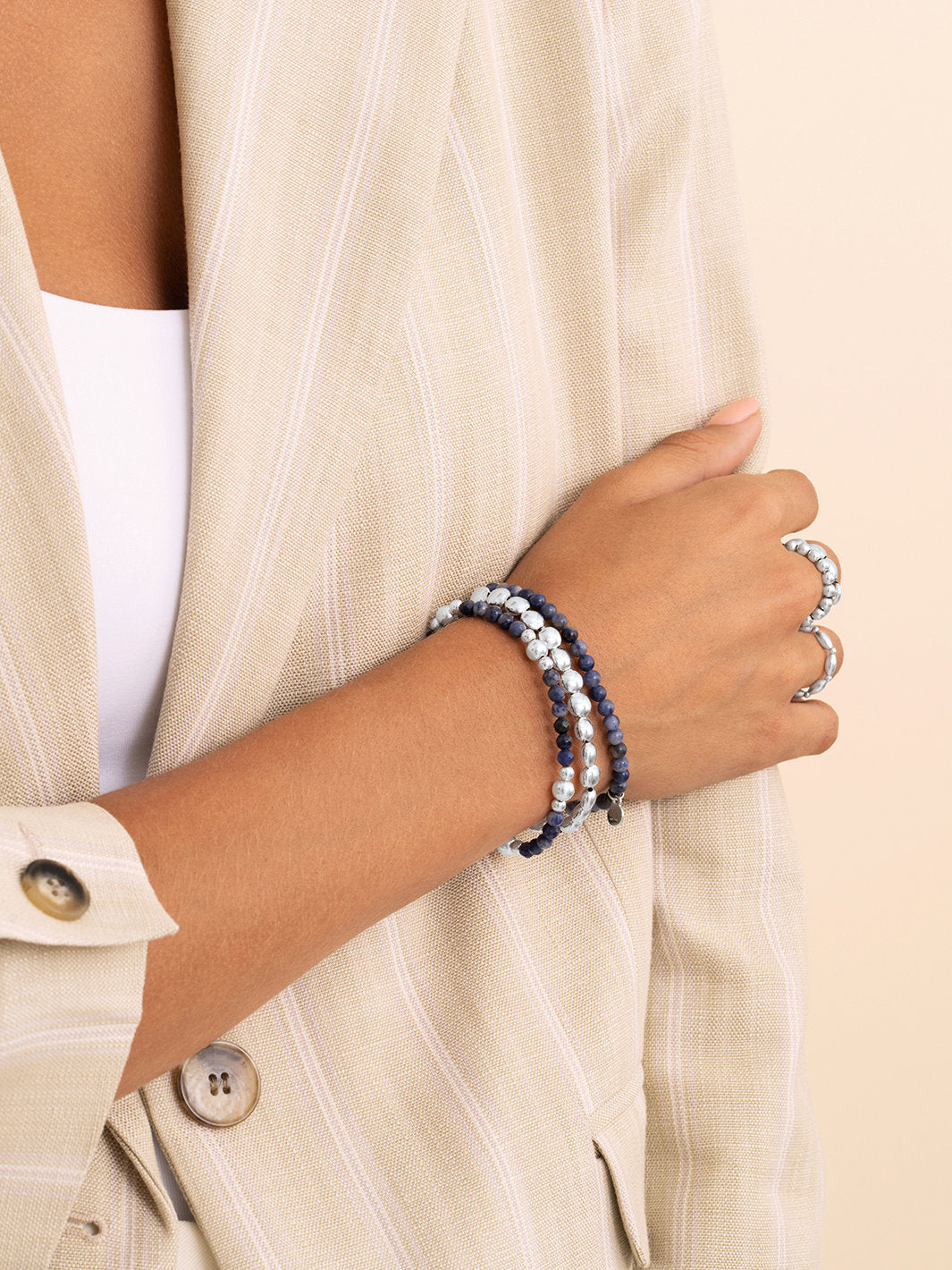 Sparkling Jewels Armband Sodaliet SB-GEM20-ADD-4MM Zilverkleurig