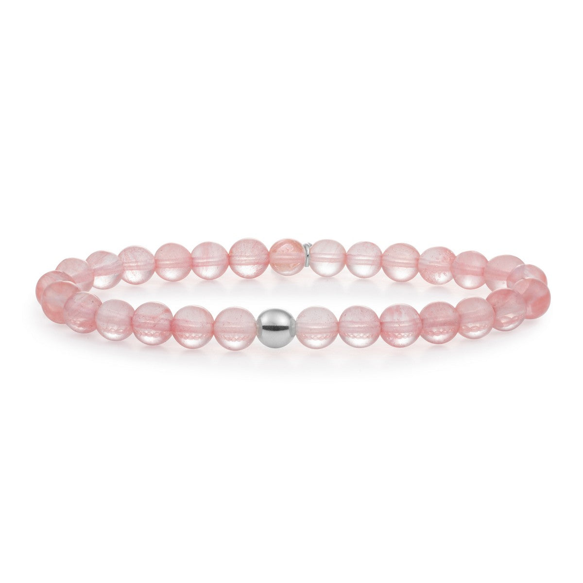 Sparkling Jewels Armband Cherry Quartz Saturn large - Silver 6mm SB-GEM25-ADD-6MM - PansiteNederland.nl