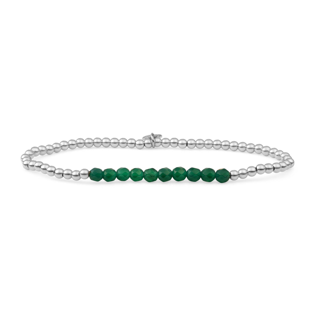 Sparkling Jewels Armband Green Onyx Universe - Silver 3mm SB-GEM53-3MM-LINE - PansiteNederland.nl