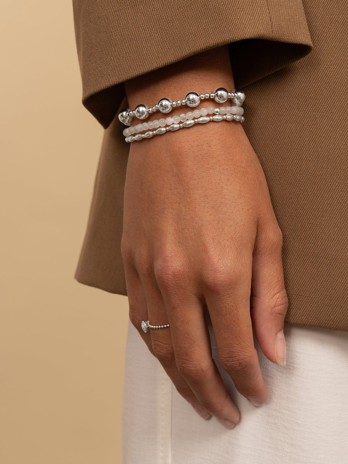 Sparkling Jewels Armband Maansteen SB-GEM54-ADD-4MM Zilverkleurig