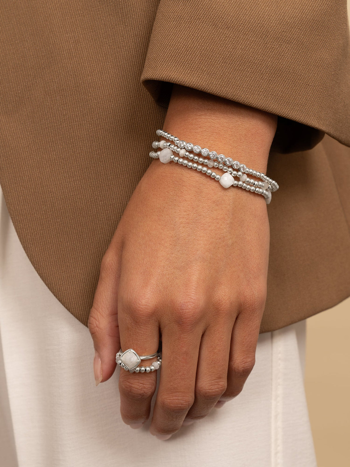 Sparkling Jewels Armband Maansteen SB-GEM54-MIX-FCTRDL Zilverkleurig