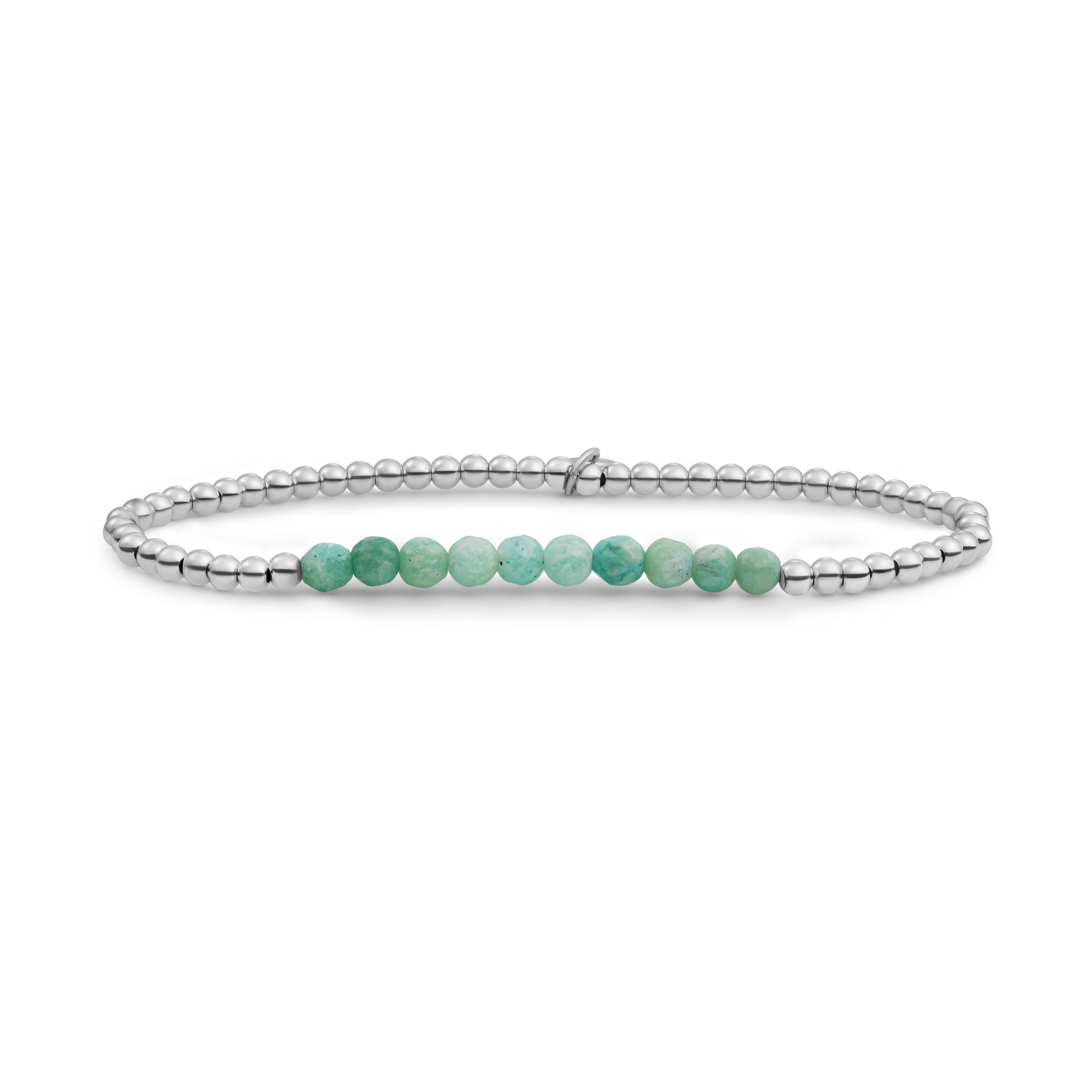 Sparkling Jewels Armband | Rich Green Amazonite Universe - Silver 3mm SB-GEM57-3MM-LINE