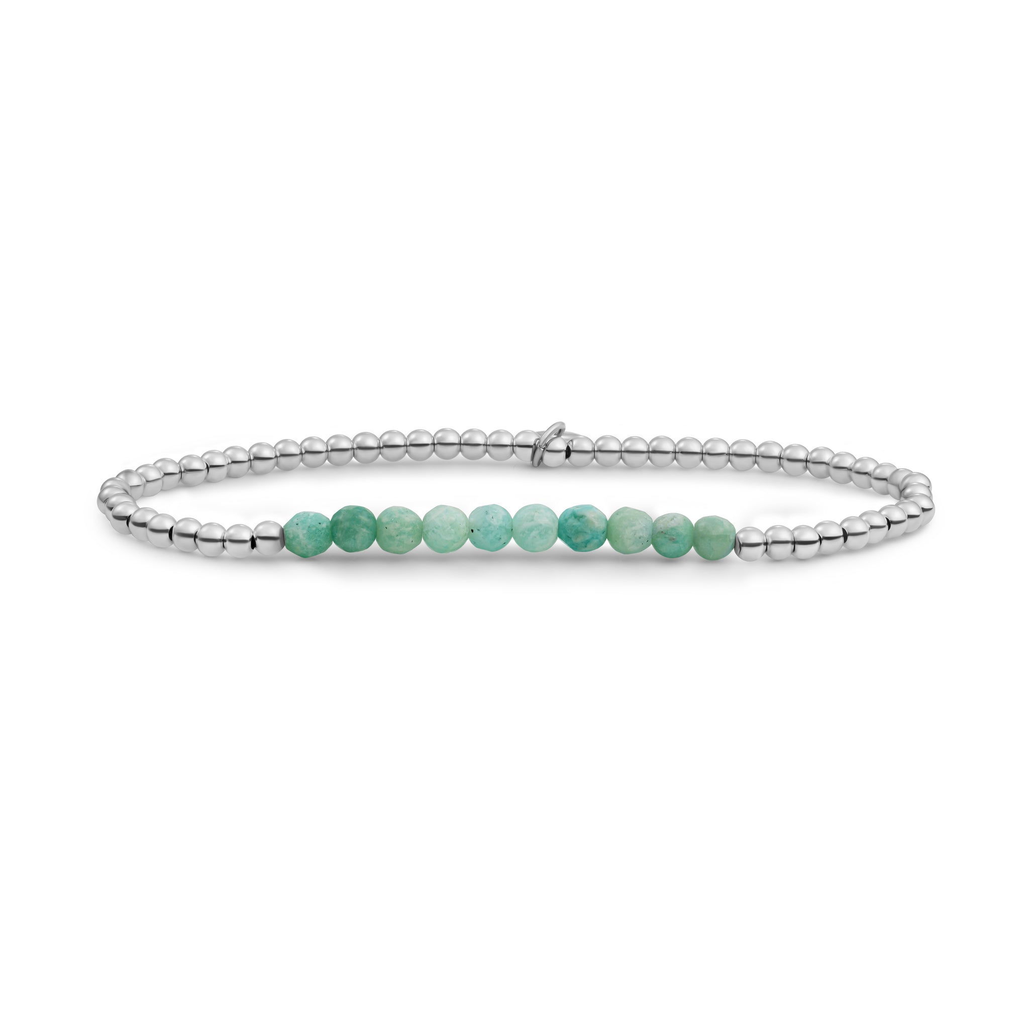 Sparkling Jewels Armband Amazoniet SB-GEM57-3MM-LINE Zilverkleurig