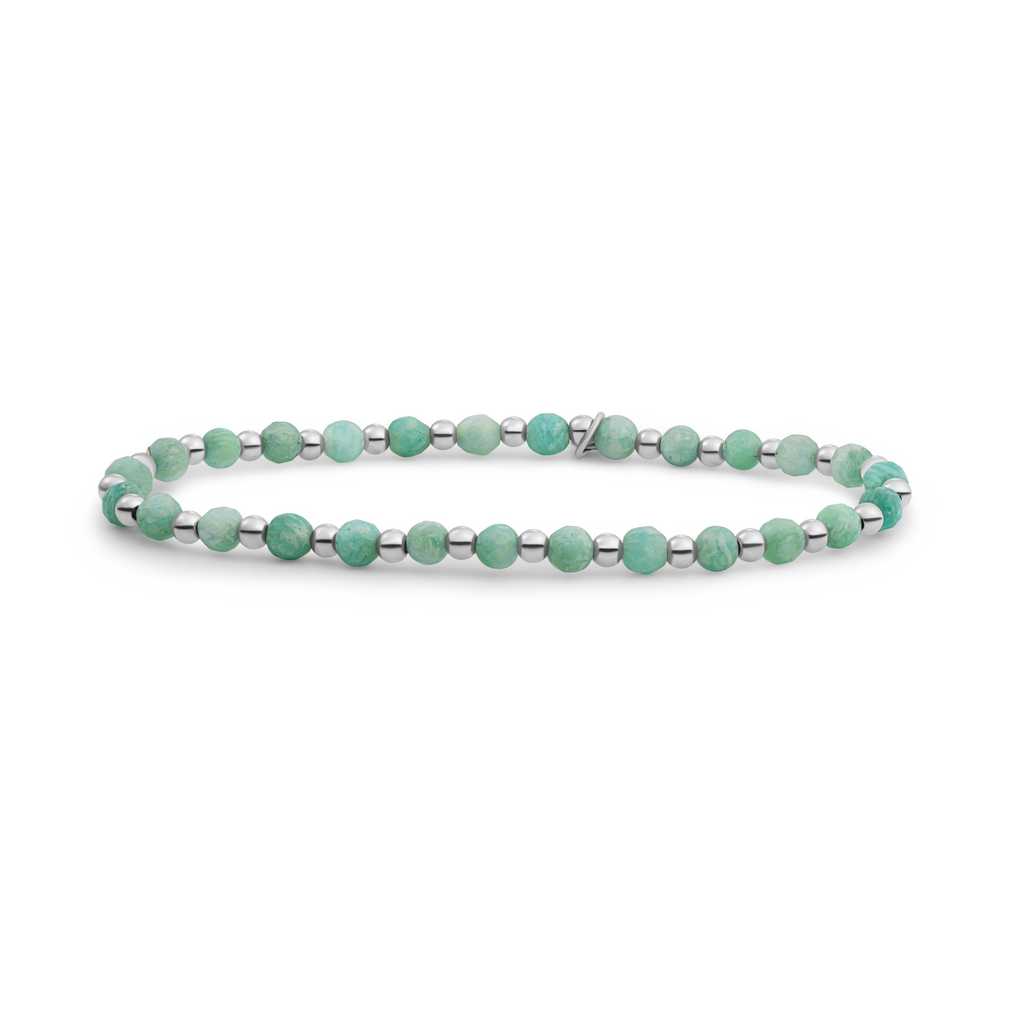 Sparkling Jewels Armband | Rich Green Amazonite Interstellar - Silver 3mm SB-GEM57-3MM-MIX