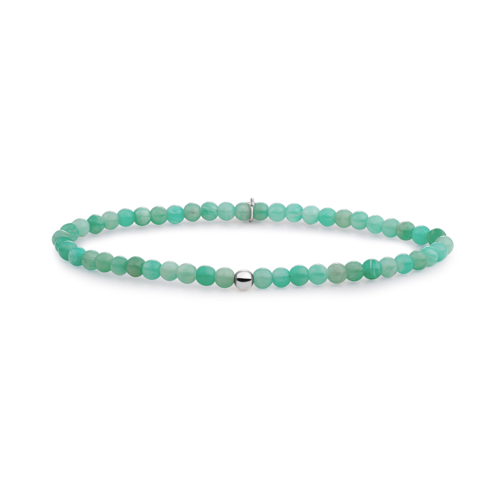 Sparkling Jewels Armband | Rich Green Amazonite Saturn small - Silver 4mm SB-GEM57-ADD-4MM - PansiteNederland.nl