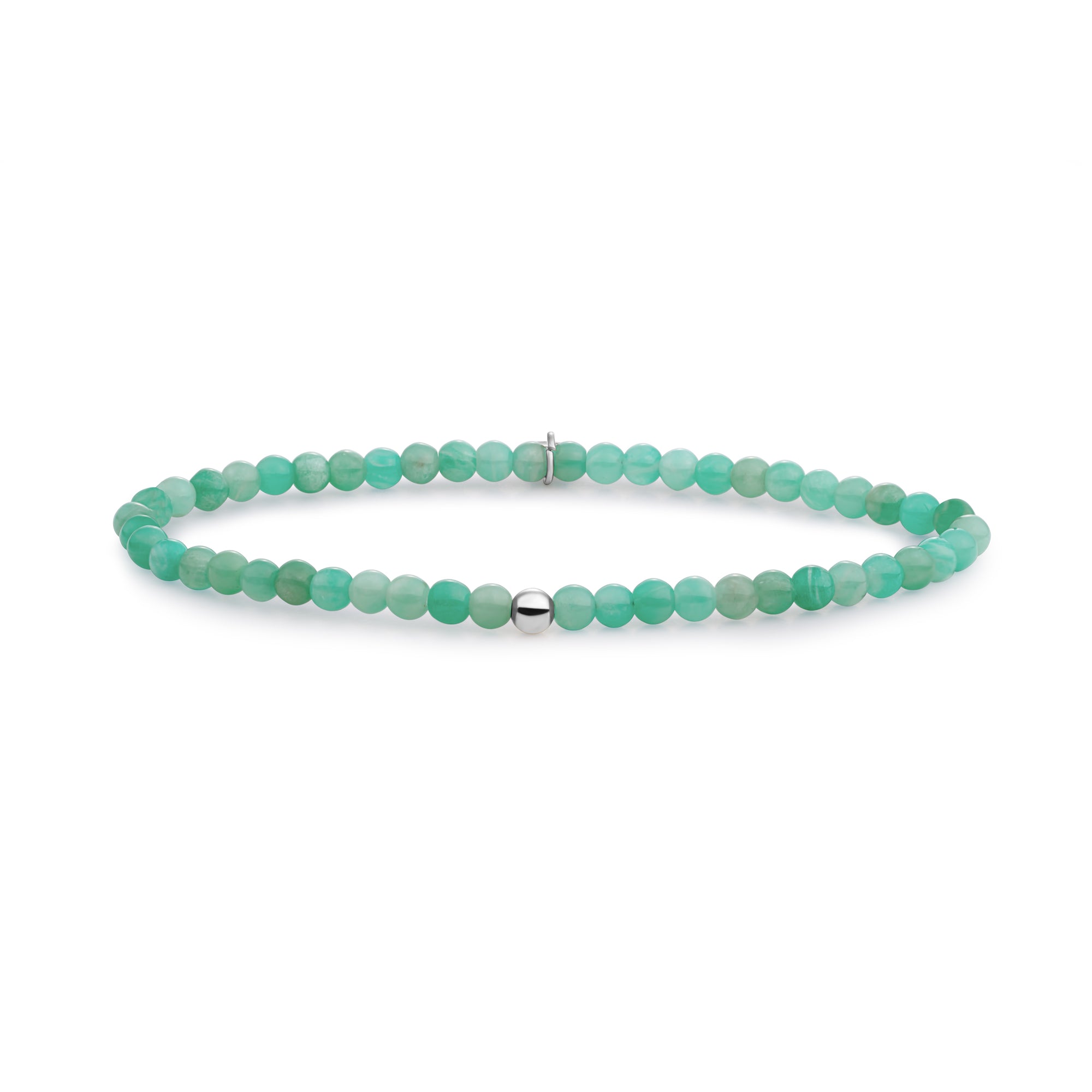 Sparkling Jewels Armband | Rich Green Amazonite Saturn small - Silver 4mm SB-GEM57-ADD-4MM