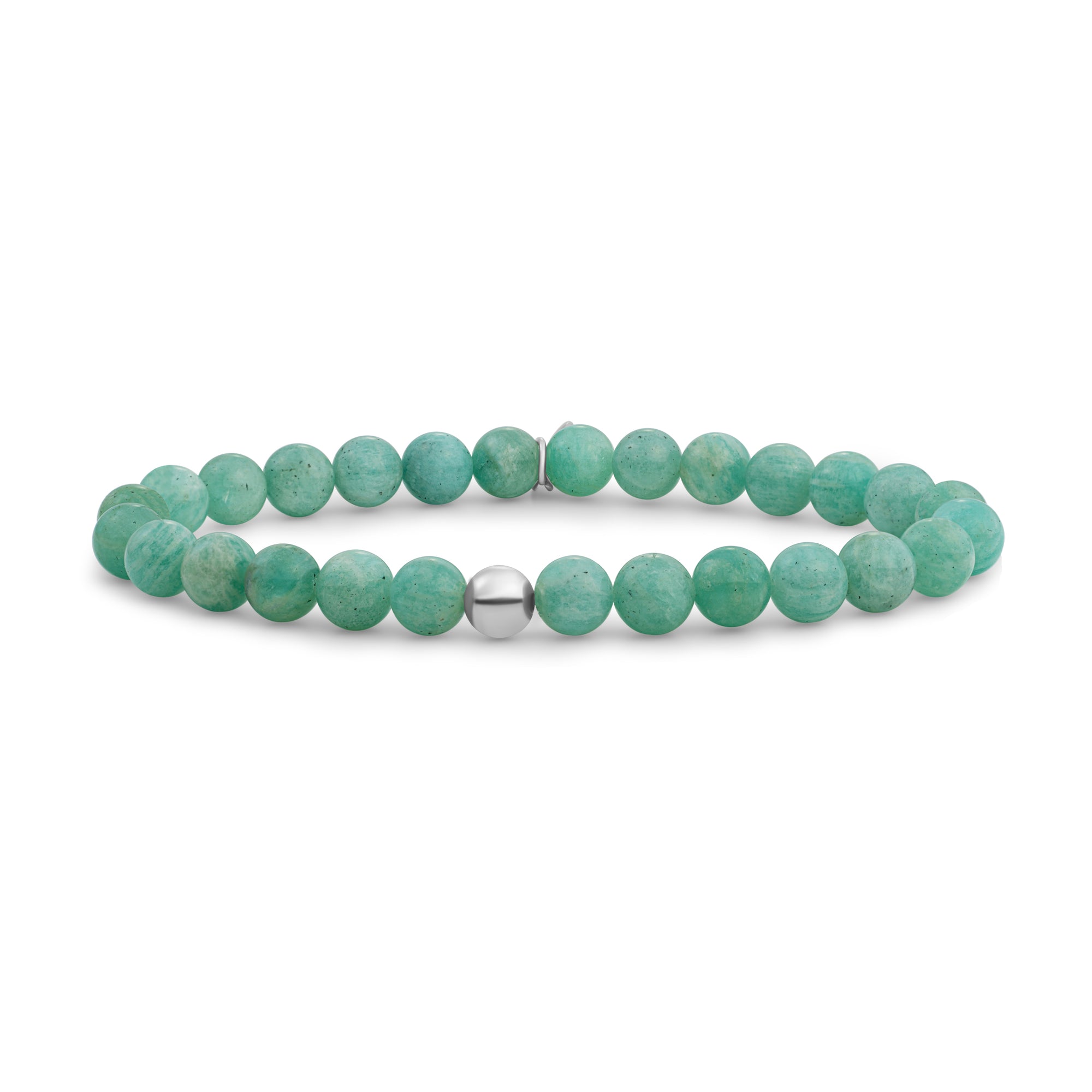 Sparkling Jewels Armband | Rich Green Amazonite Saturn large - Silver 6mm SB-GEM57-ADD-6MM