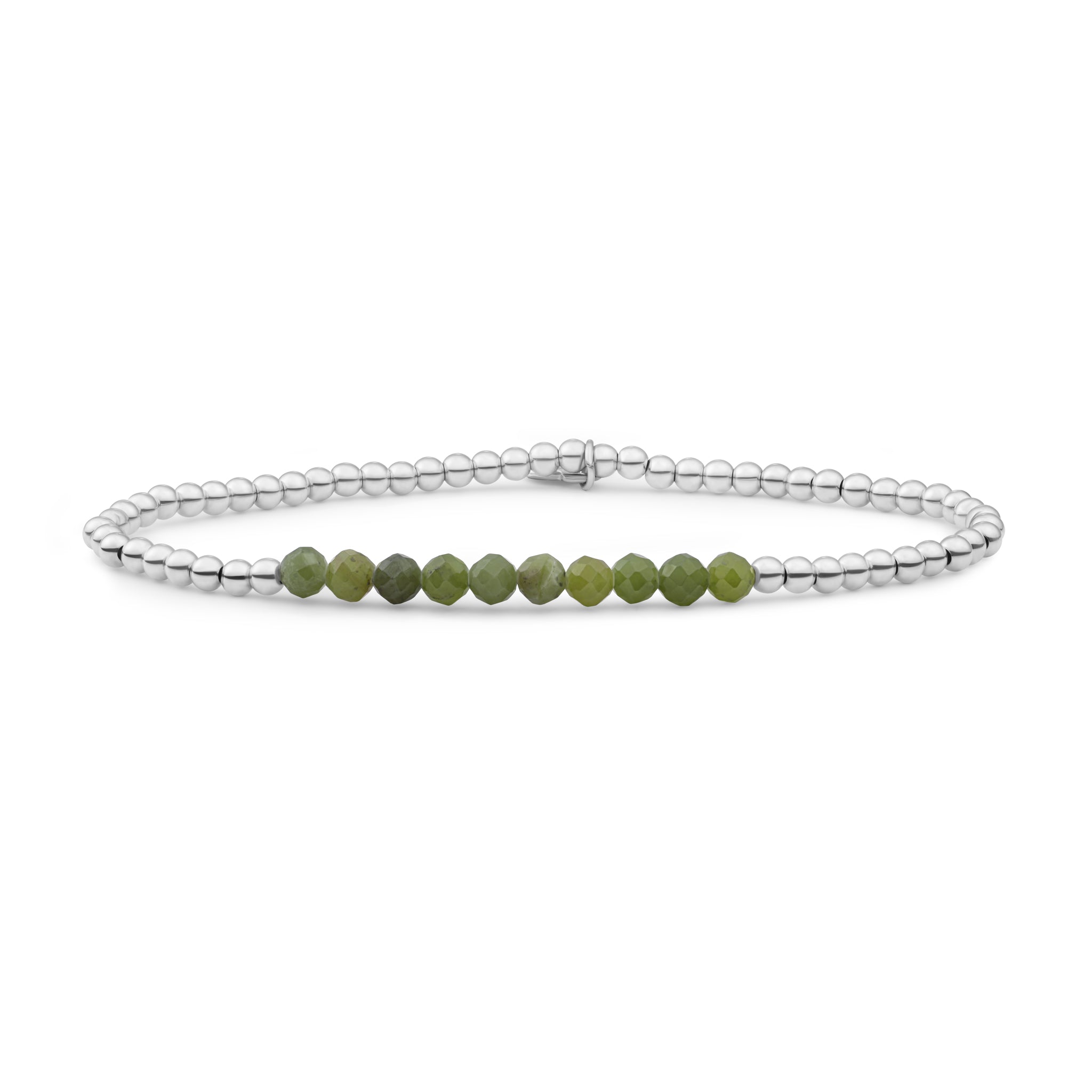 Sparkling Jewels Armband Jade SB-GEM61-3MM-LINE Zilverkleurig