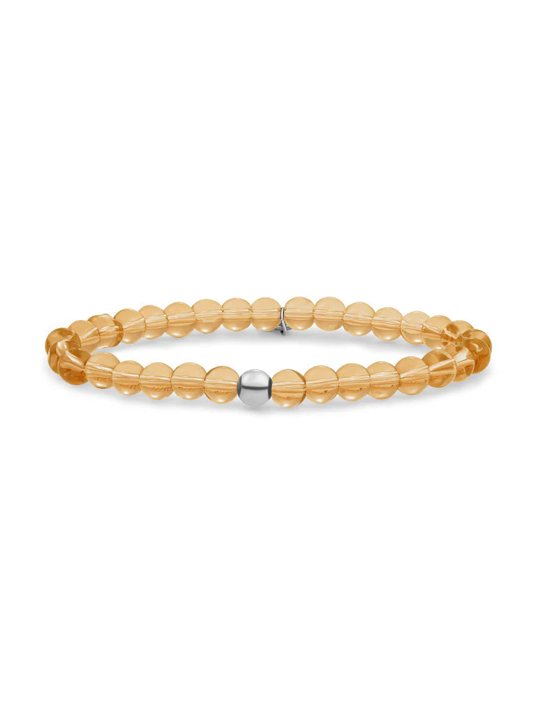 Sparkling Jewels armband Light Gold Citrine Quartz Saturn large - Silver - 6mm SB-GEM65-ADD-6MM - PansiteNederland.nl