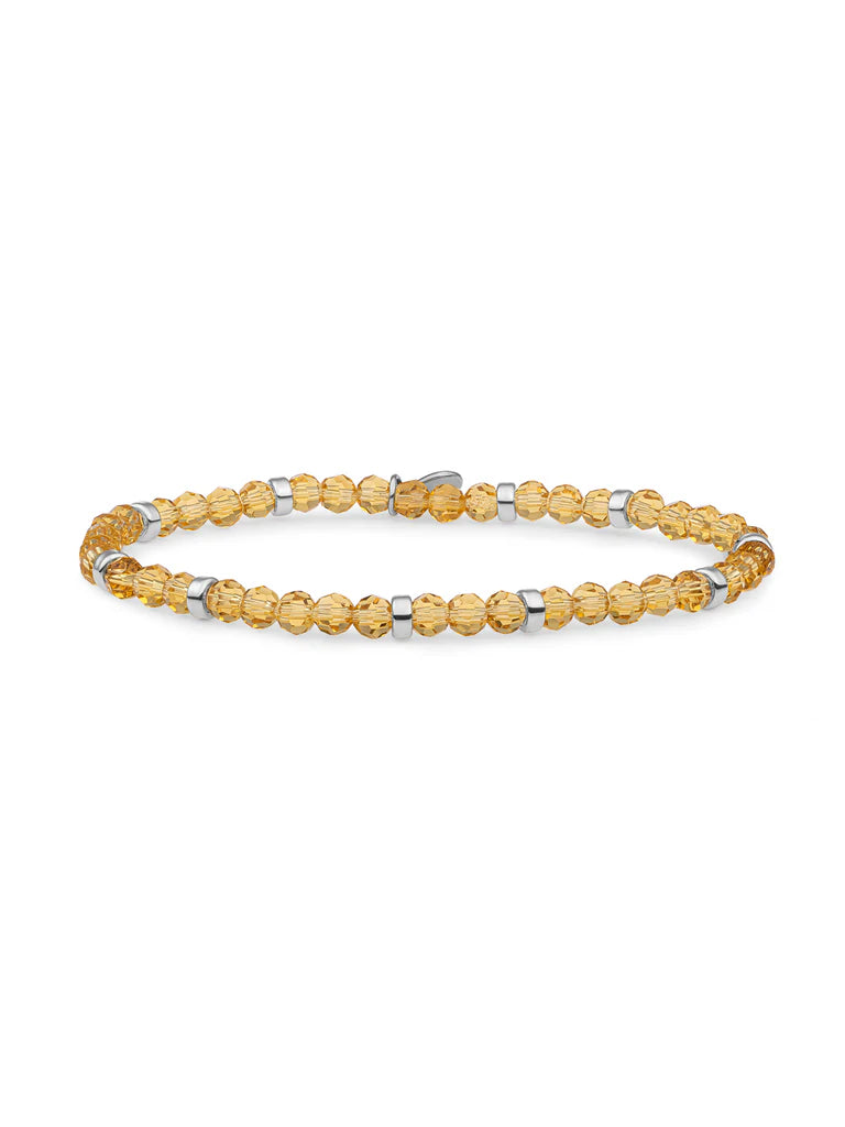 Sparkling Jewels armband Light Gold Citrine Quartz Roundel Interstellar - Silver SB-GEM65-MIX-RDL - PansiteNederland.nl