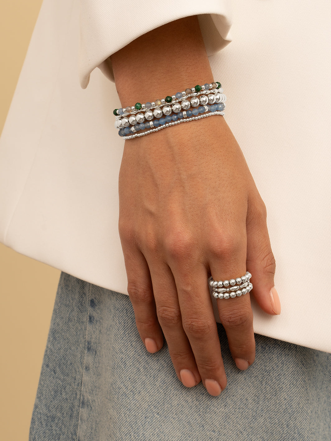 Sparkling Jewels Armband Roundel Interstellar Ice Blue Kwarts SB-GEM72-MIX-RDL Zilverkleurig