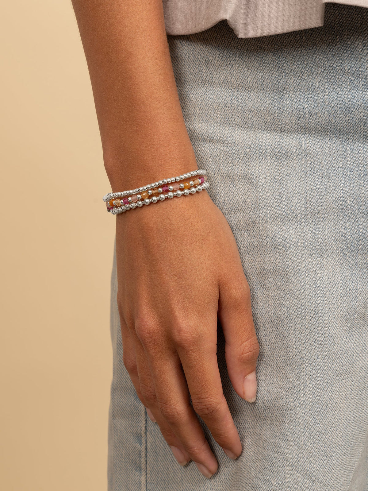 Sparkling Jewels Armband Multi Gem Interstellar - Silver - 3mm SB-MULTI03-3MM-MIX Zilverkleurig