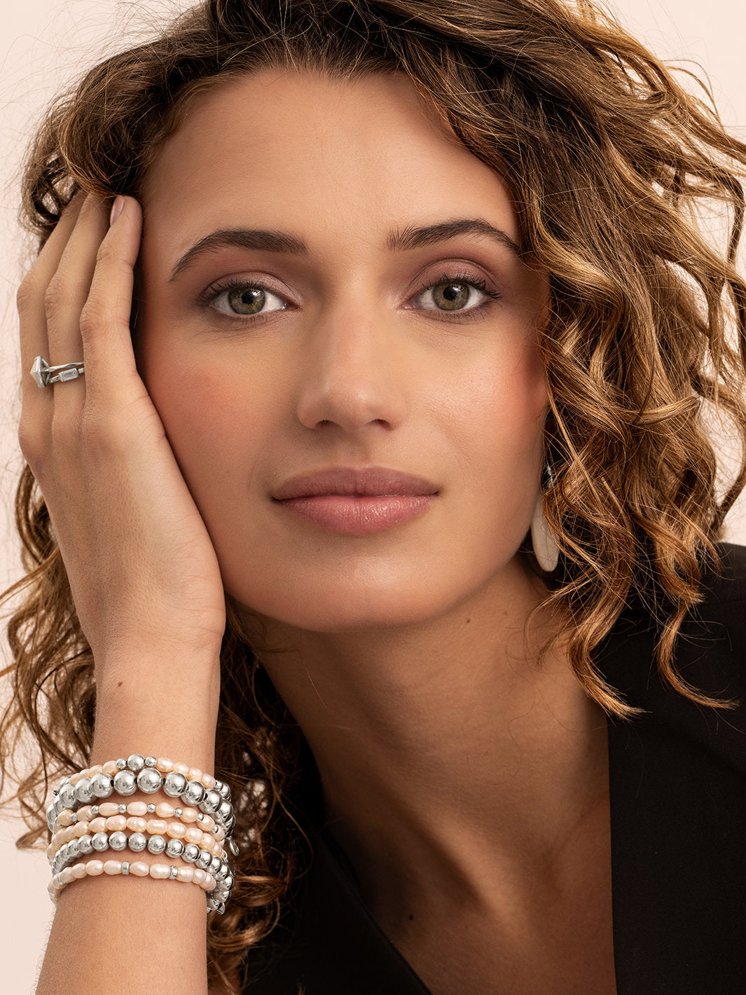Sparkling Jewels Armband Parel SB-PEARL-MIX-RDL Zilverkleurig