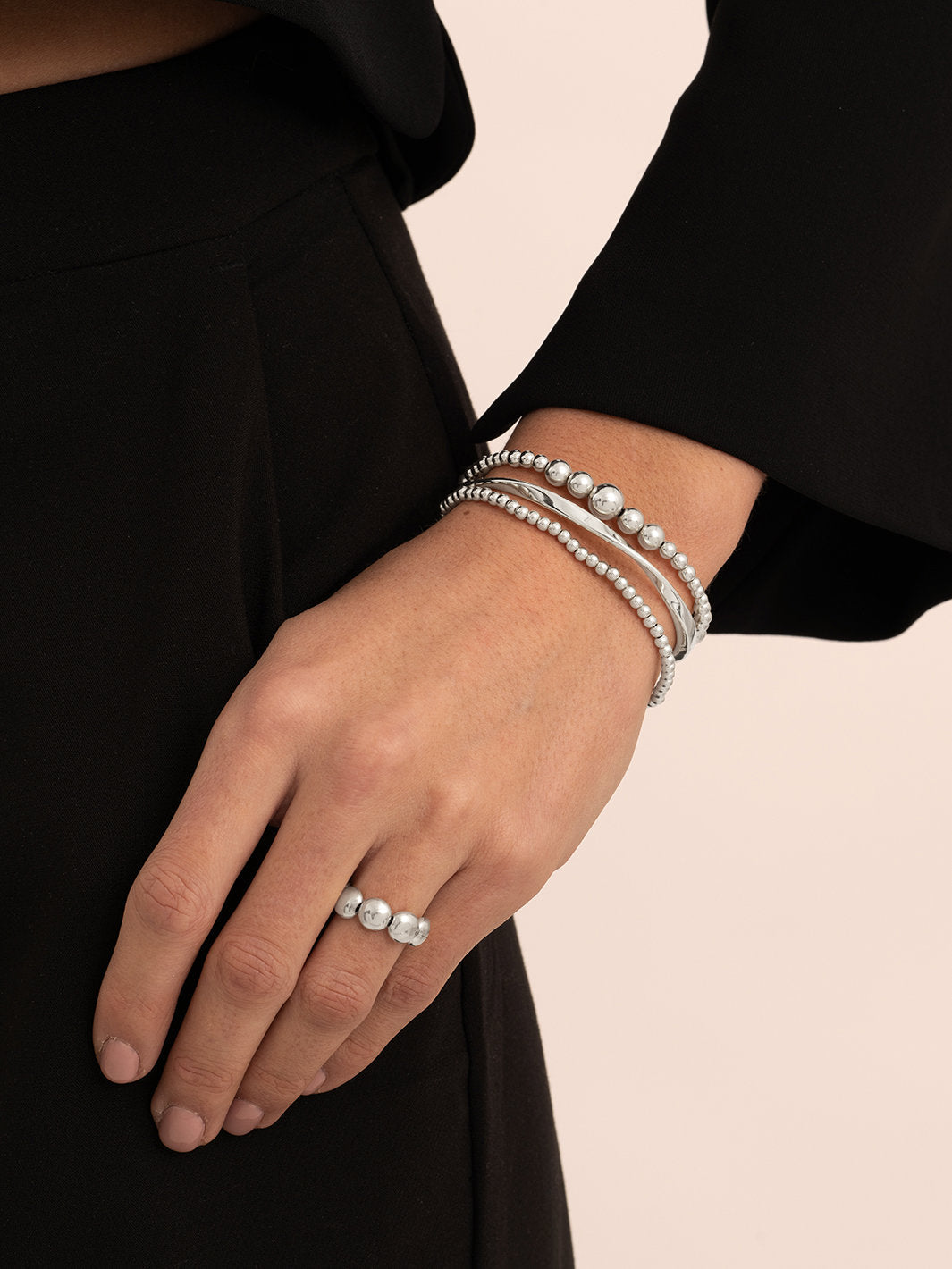 Sparkling Jewels Armband Saturn Small - Silver - 3mm SB-S-3MM-ADD Zilverkleurig