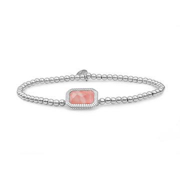 Sparkling Jewels Armband | Silver - Cherry Quartz Baguette SB-S-3MM-BAG25