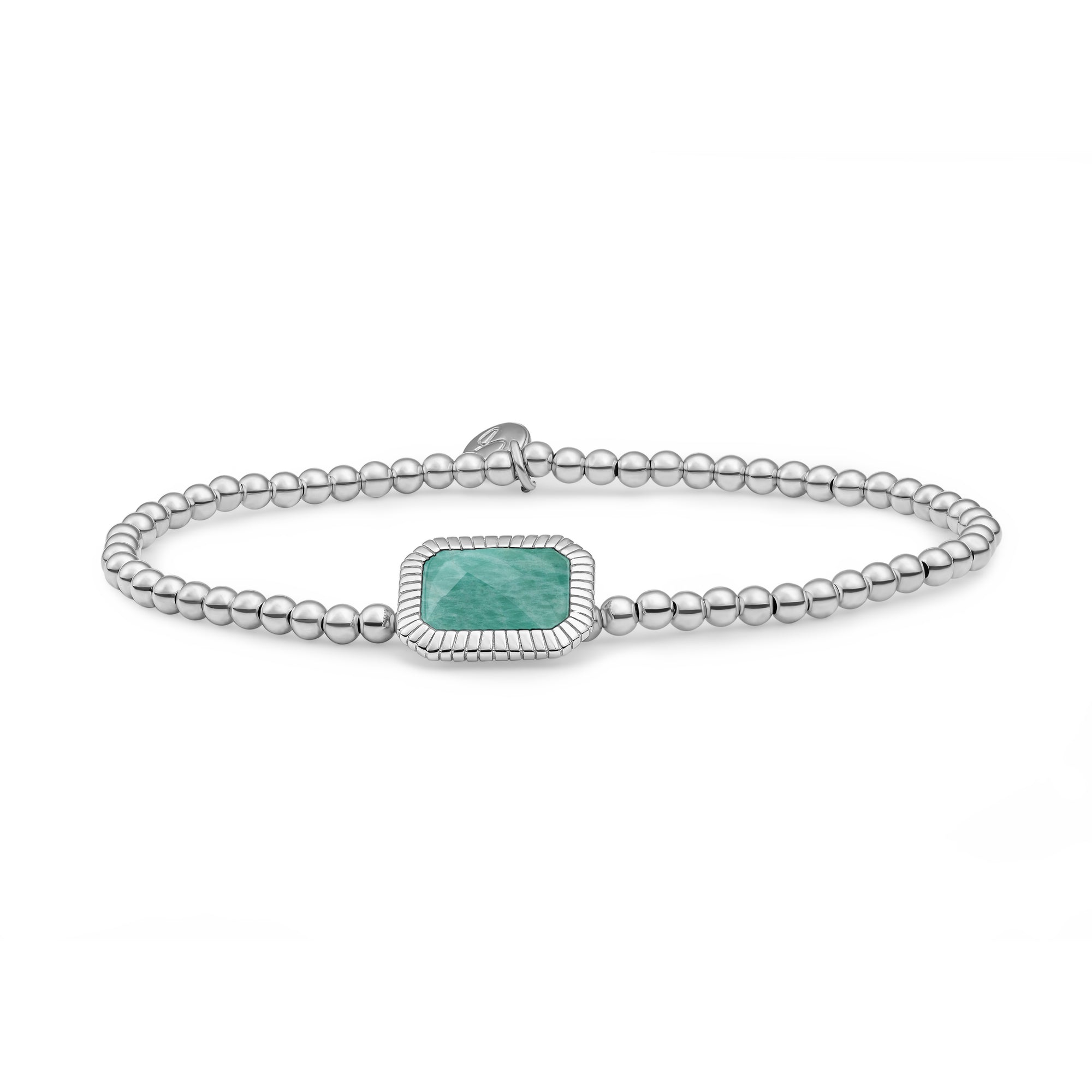 Sparkling Jewels Armband | Silver - Rich Green Amazonite Baguette SB-S-3MM-BAG57