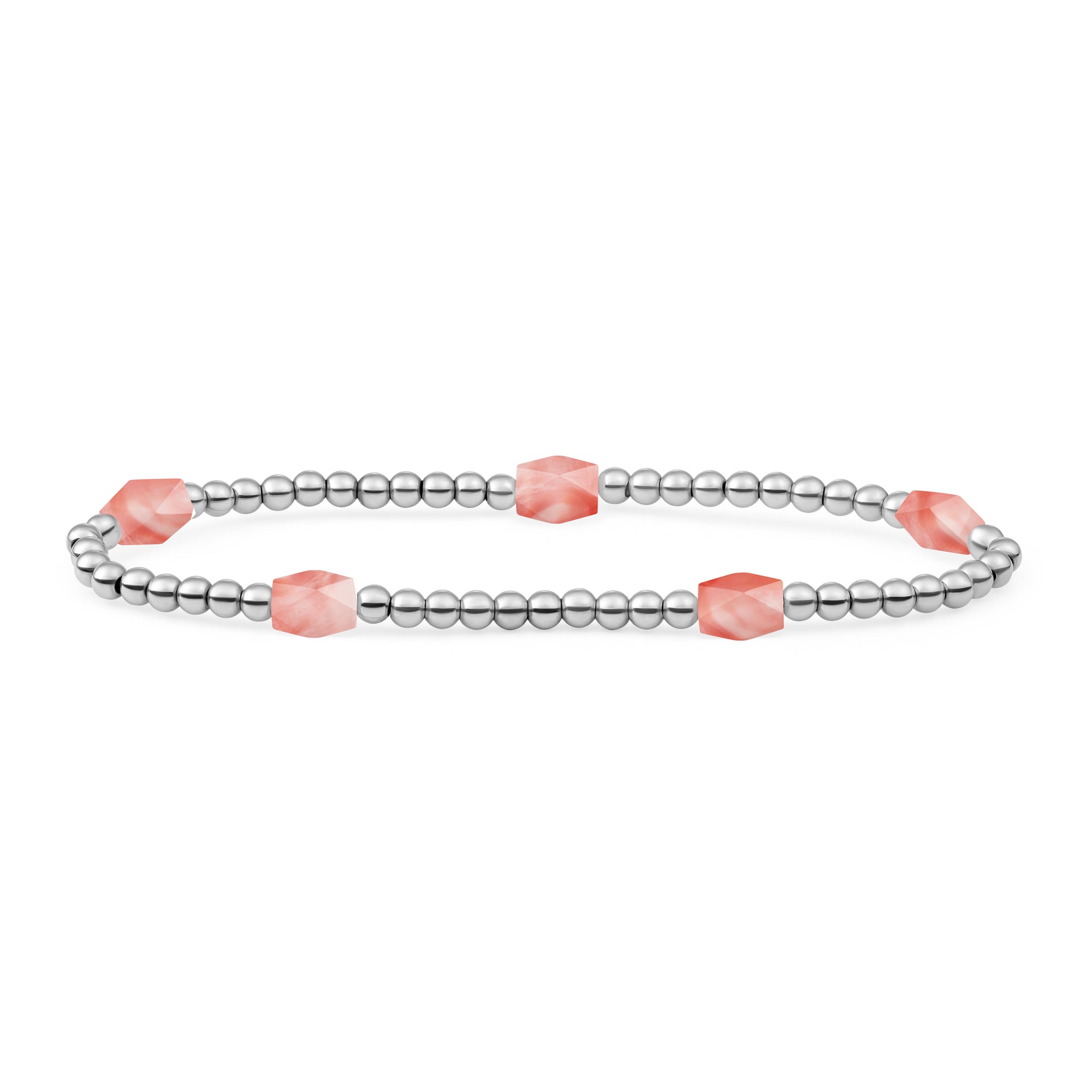 Sparkling Jewels Armband | Cherry Quartz 3mm Reverse Edge Mix | silver SB-S-3MM-BAR-G25 - PansiteNederland.nl