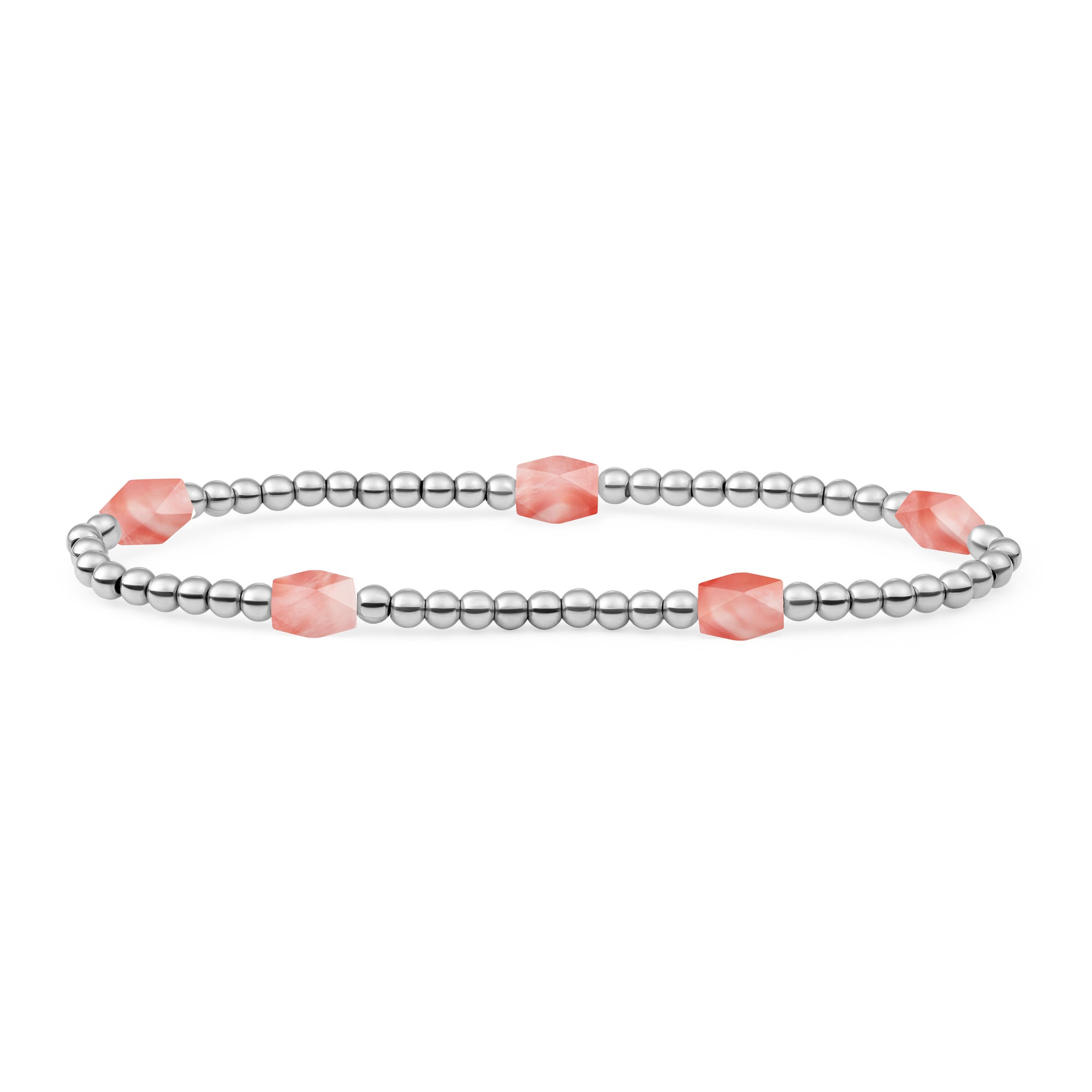 Sparkling Jewels Armband | Cherry Quartz 3mm Reverse Edge Mix | silver SB-S-3MM-BAR-G25