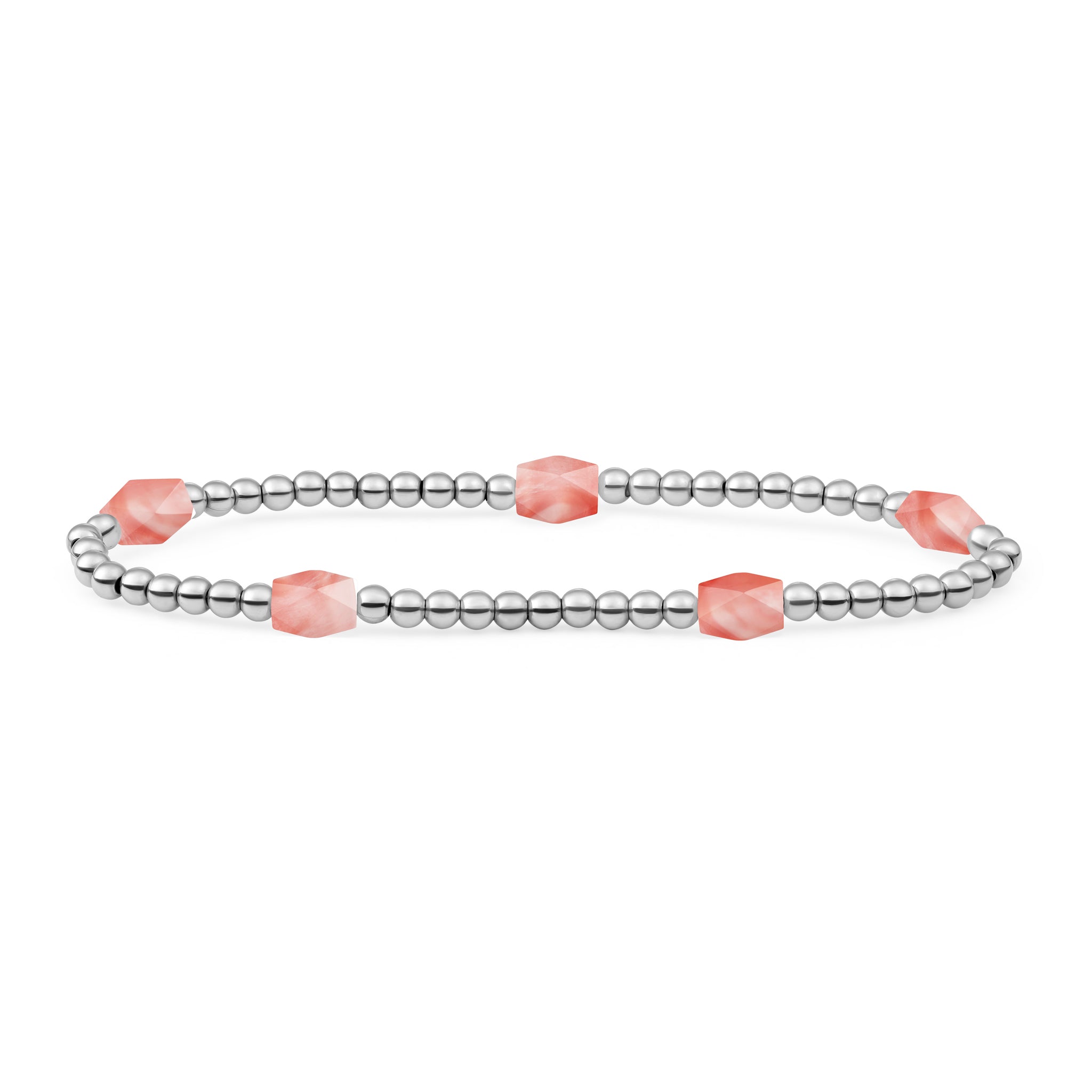 Sparkling Jewels Armband Cherry kwarts 3mm Reverse Edge Mix SB-S-3MM-BAR-G25 Zilverkleurig