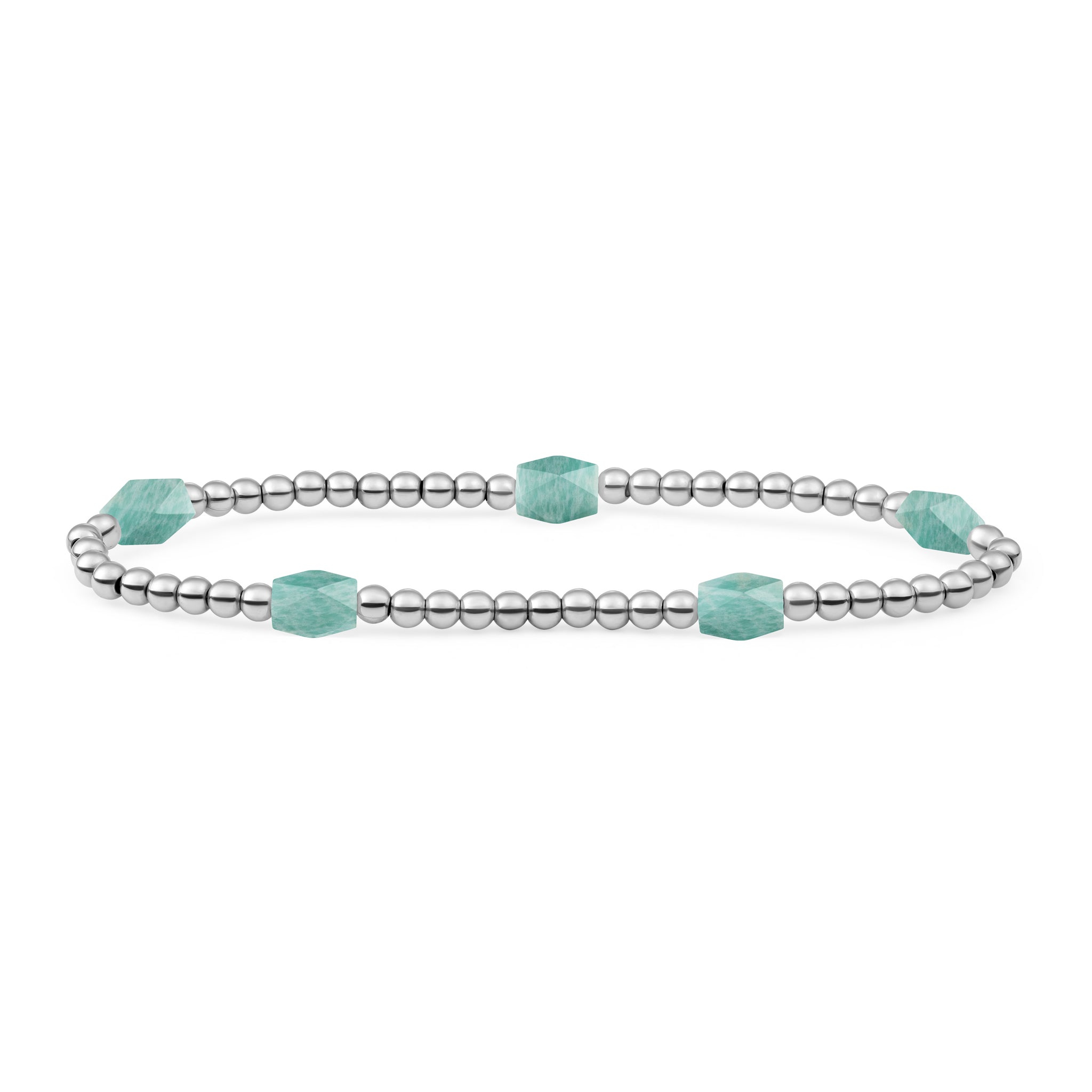 Sparkling Jewels Armband Amazoniet SB-S-3MM-BAR-G57 Zilverkleurig
