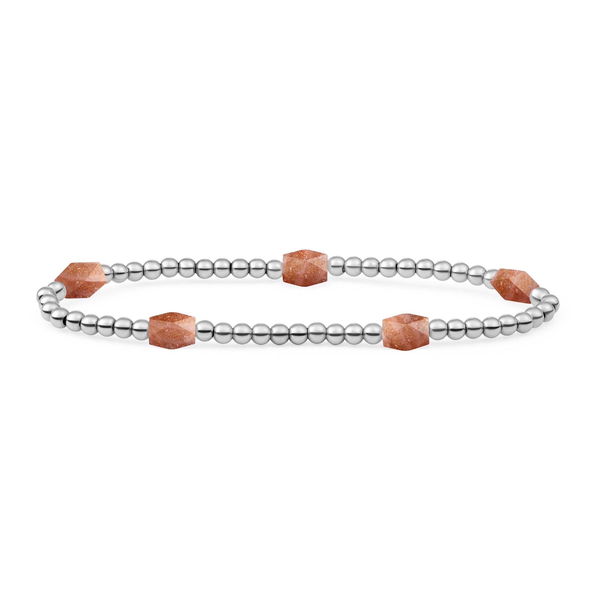 Sparkling Jewels Armband | Sunstone 3mm Reverse Edge Mix | silver SB-S-3MM-BAR-G58 - PansiteNederland.nl