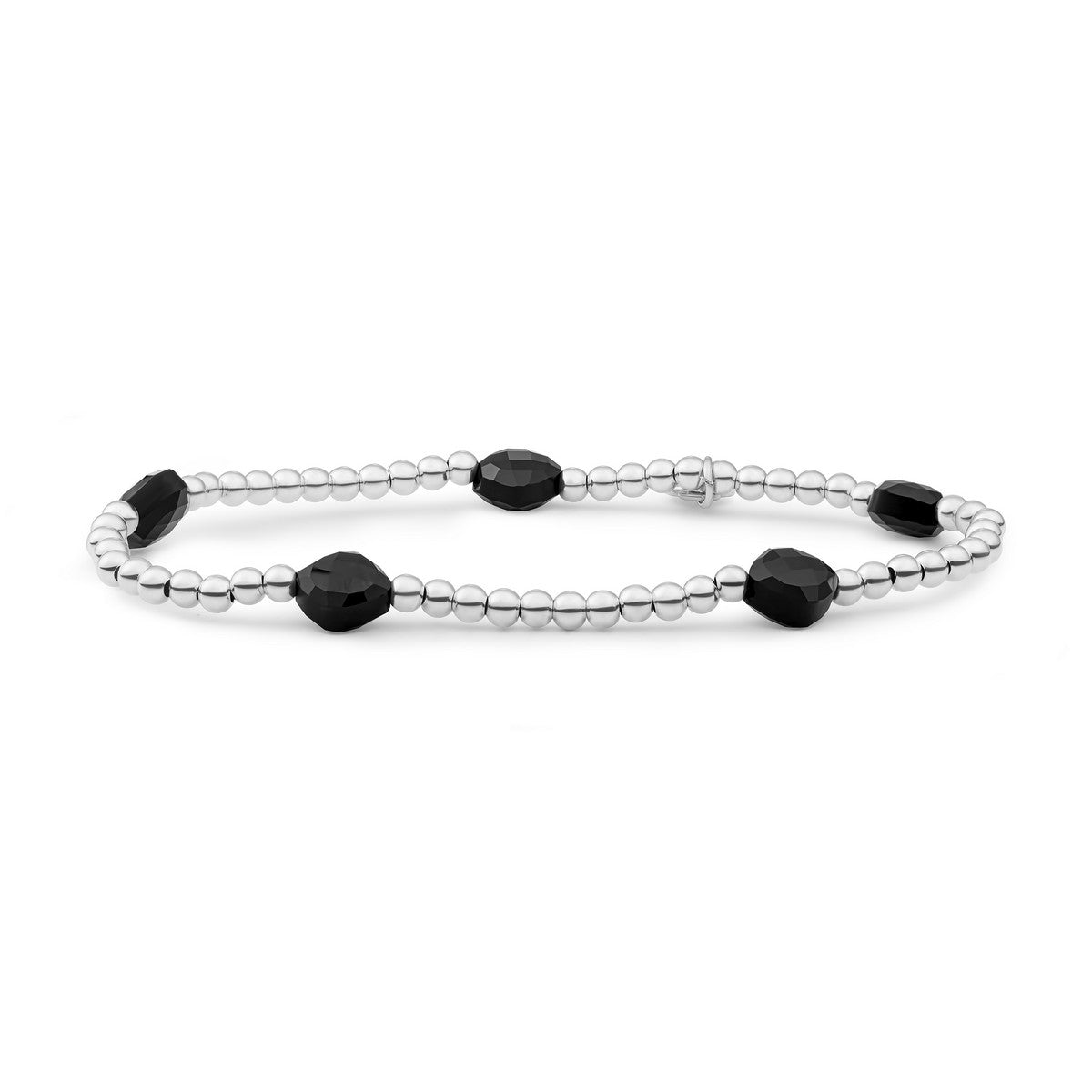 Sparkling Lewels armband Onyx Cushion Cut Beads - Silver SB-S-3MM-CC-G07 - PansiteNederland.nl