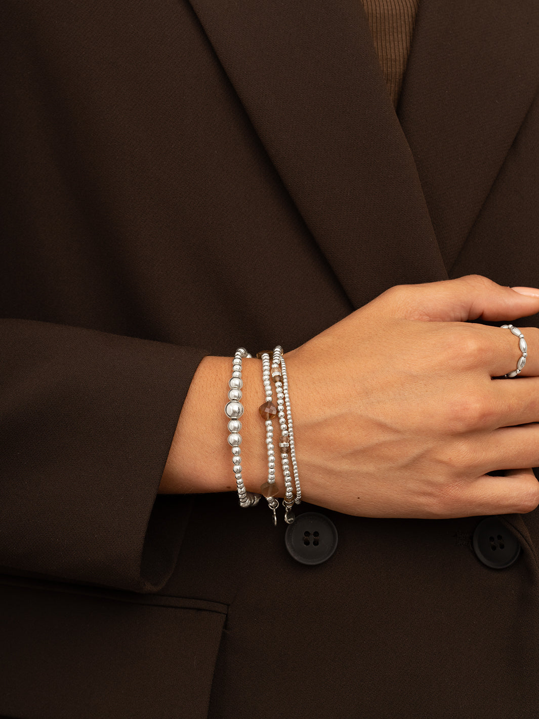 Sparkling Jewels Armband Rookkwarts SB-S-3MM-CC-G23 Zilverkleurig