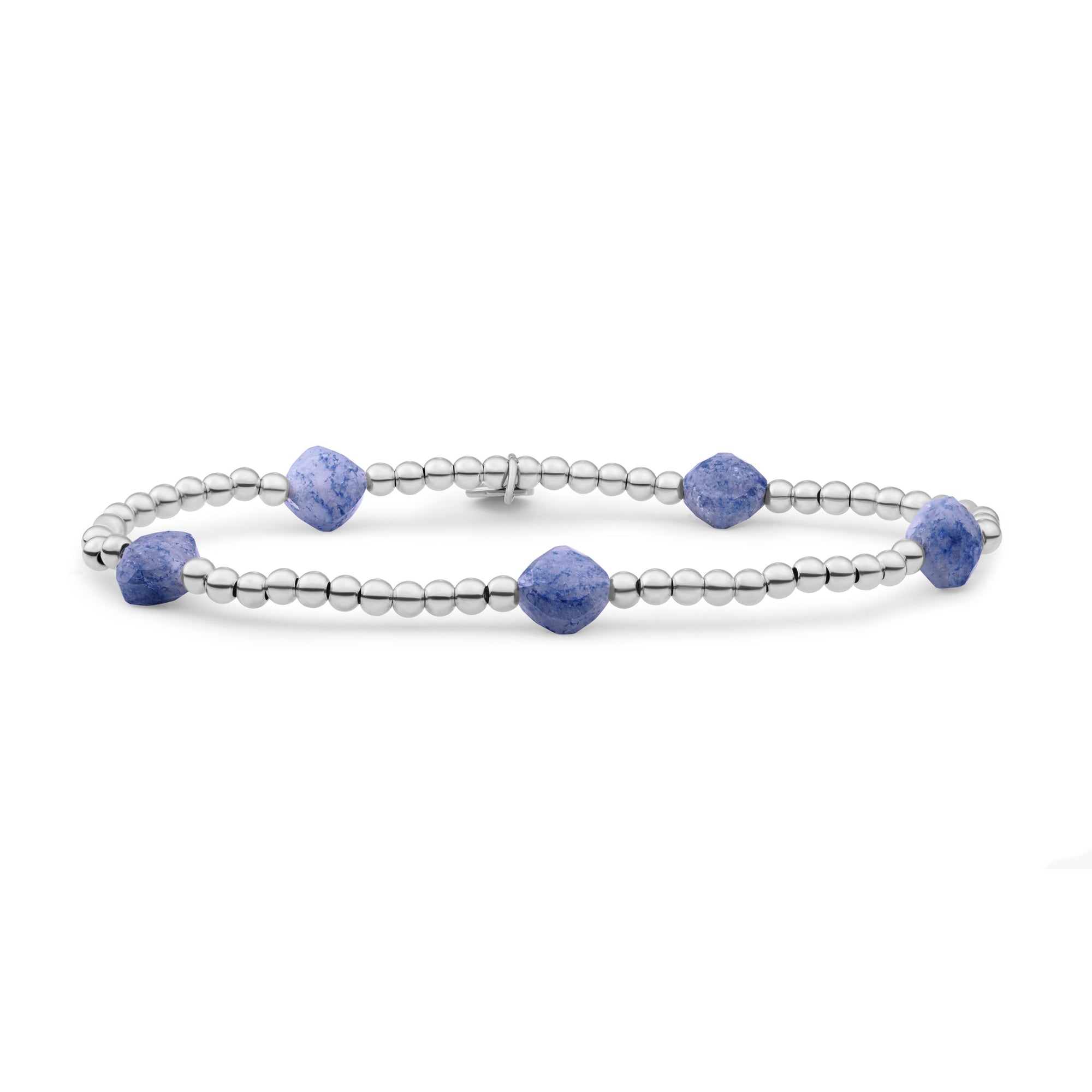 Sparkling Lewels armband Blue Aventurine Cushion Cut Beads - Silver SB-S-3MM-CC-G37 - PansiteNederland.nl