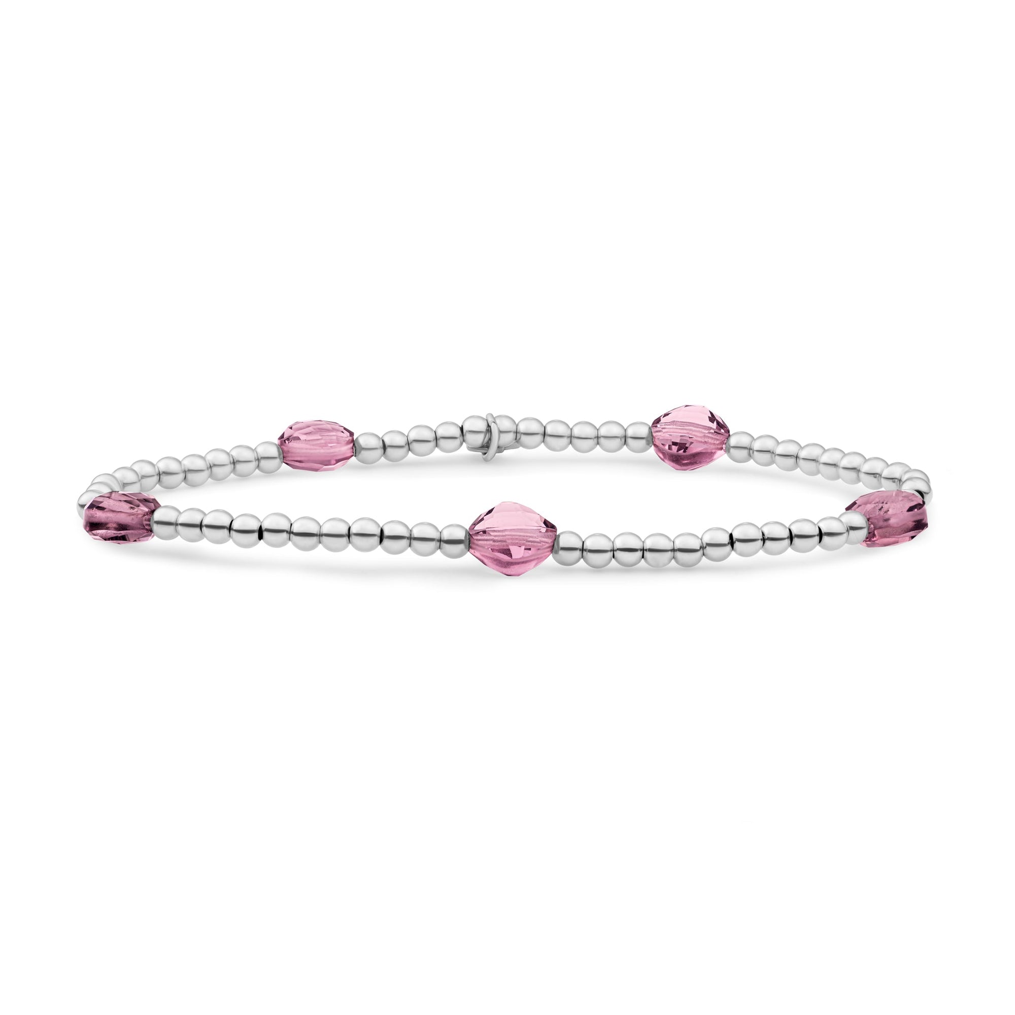 Sparkling Lewels armband Aubergine Quartz Cushion Cut Beads - Silver SB-S-3MM-CC-G59 - PansiteNederland.nl