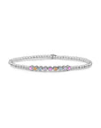Sparkling Jewels armband Crystal Tube - Silver - Multi CZ SB-S-3MM-TB05
