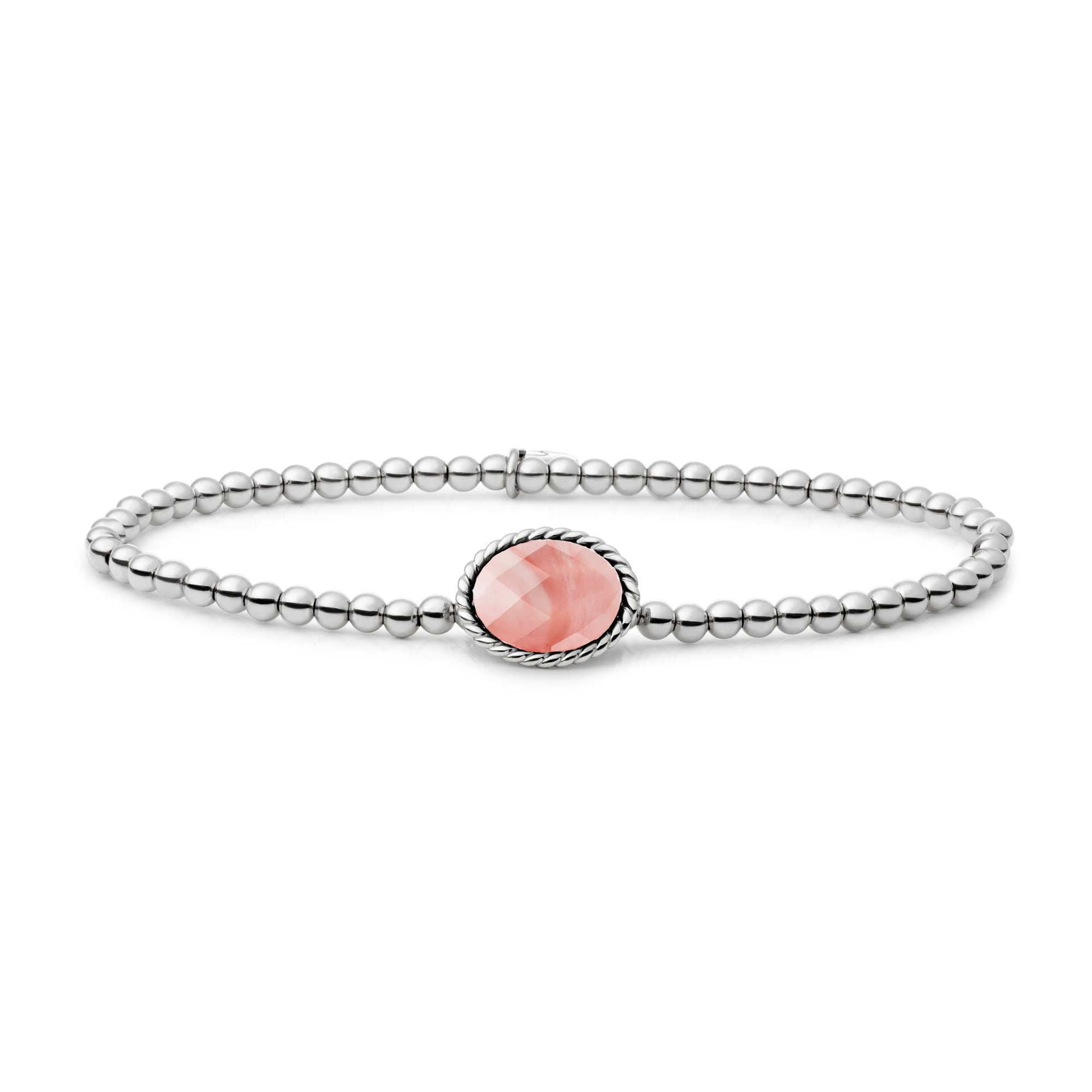 Sparkling Jewels Armband | Silver - Cherry Quartz Twist SB-S-3MM-TG25 - PansiteNederland.nl