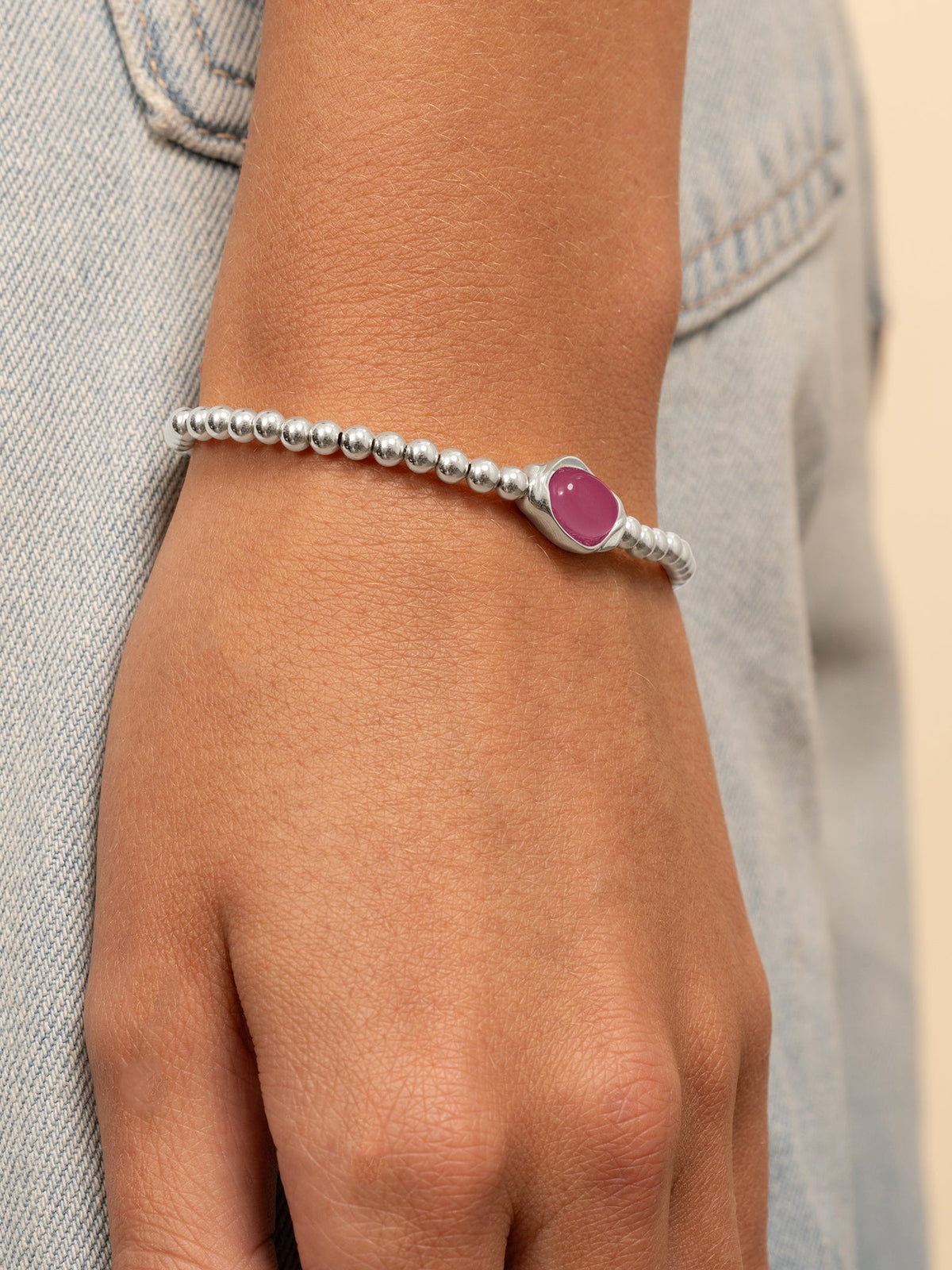 Sparkling Jewels Armband Jade SB-S-4MM-FLG69 Zilverkleurig