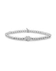 Sparkling Jewels armband Flora Disc Silver - White CZ SB-S-4MM-FLOWER