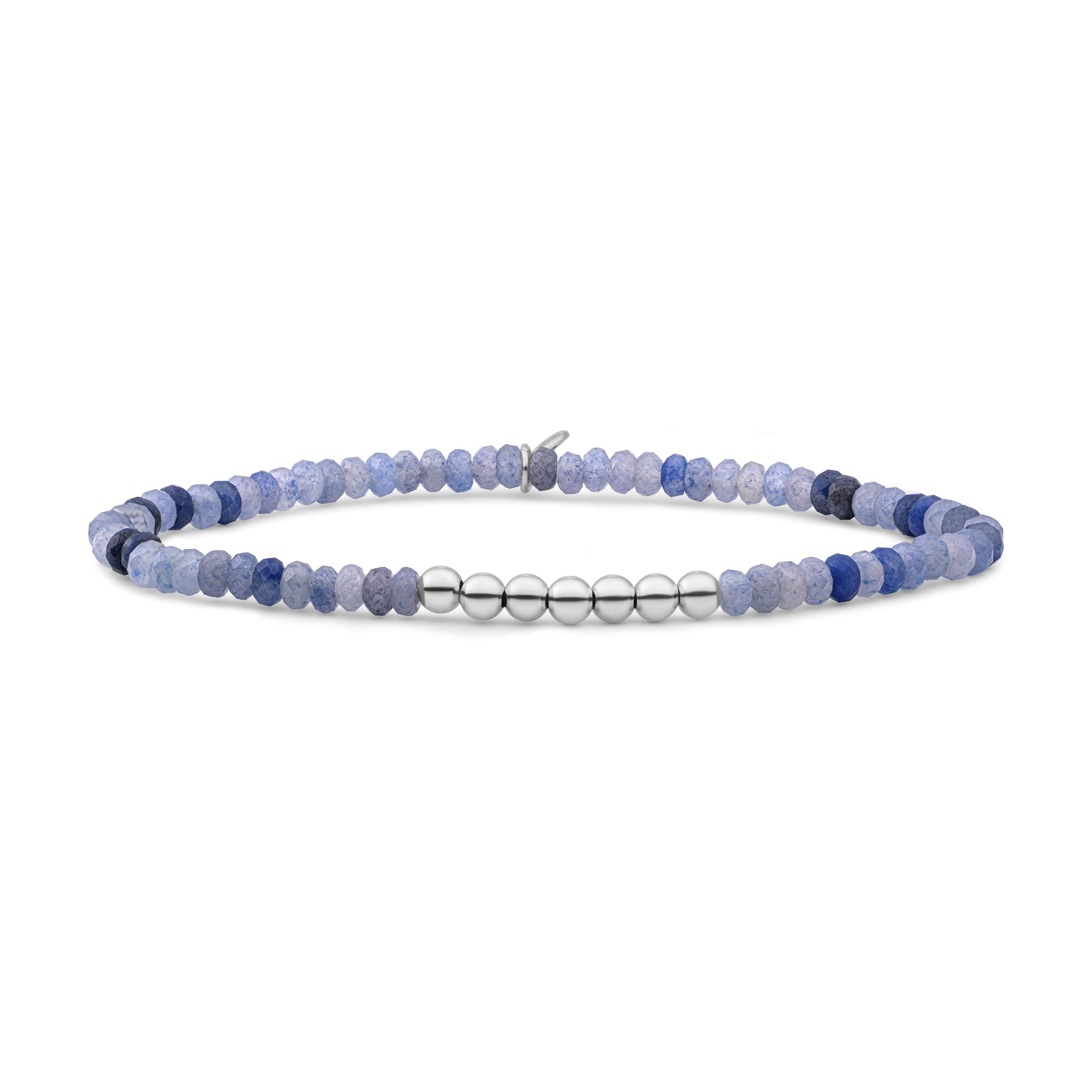 Sparkling Jewels Armband Blauwe aventurijn 4mm SB-S-4MM-RLI-G37 Zilverkleurig