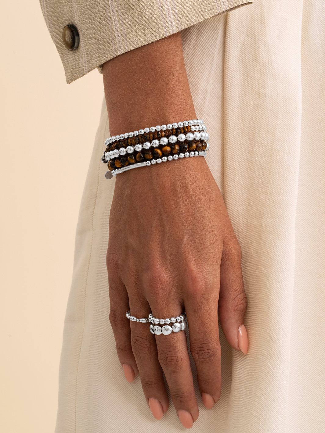 Sparkling Jewels Armband Tube Mix - Silver - 4mm SB-S-4MM-TUBE Zilverkleurig