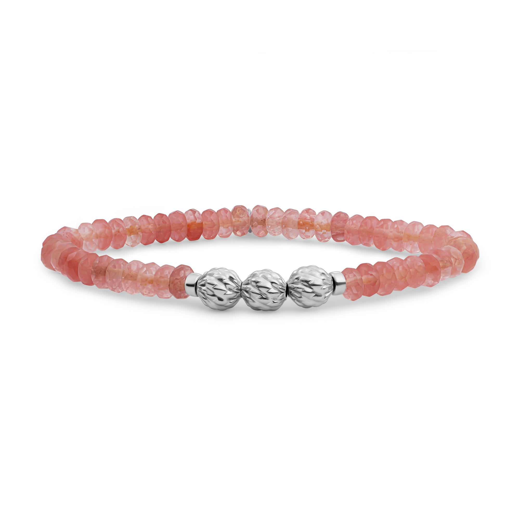 Sparkling Jewels Armband | Cherry Quartz 6mm fuse beads | silver SB-S-6MM-FUSE-G25 - PansiteNederland.nl