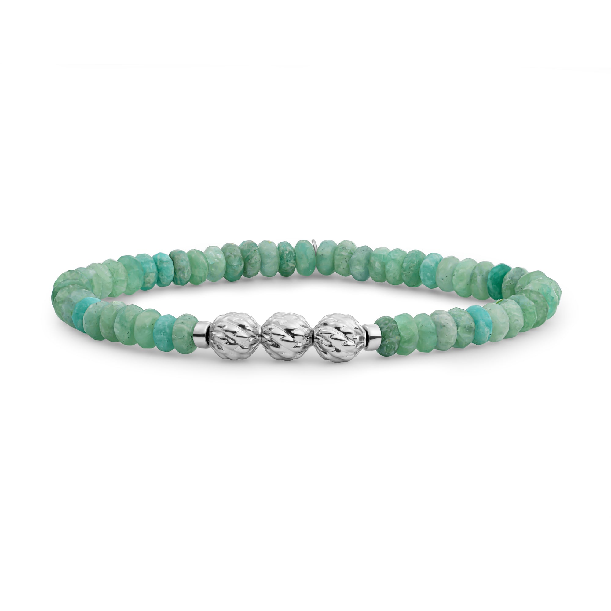 Sparkling Jewels Armband | Rich Green Amazonite 6mm fuse beads | silver SB-S-6MM-FUSE-G57