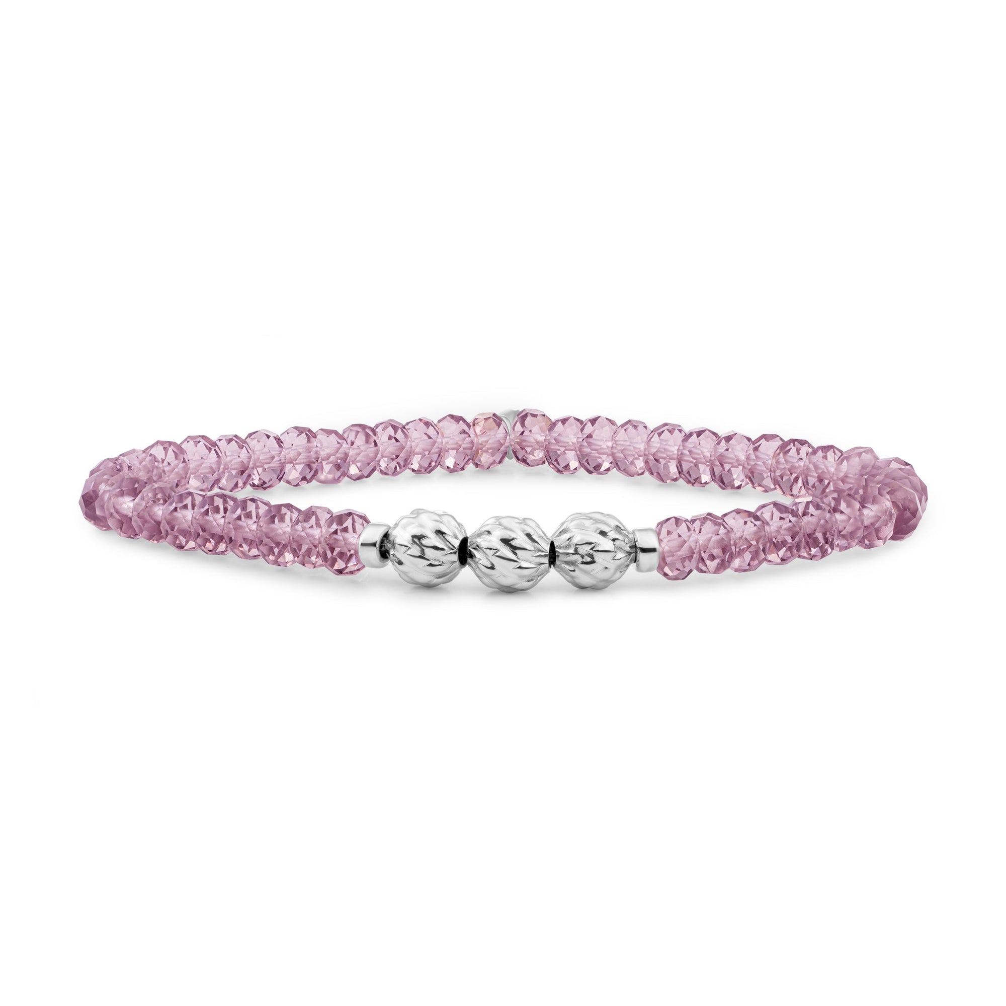 Sparkling Lewels armband Aubergine Quartz 6mm fuse beads - Silver SB-S-6MM-FUSE-G59 - PansiteNederland.nl