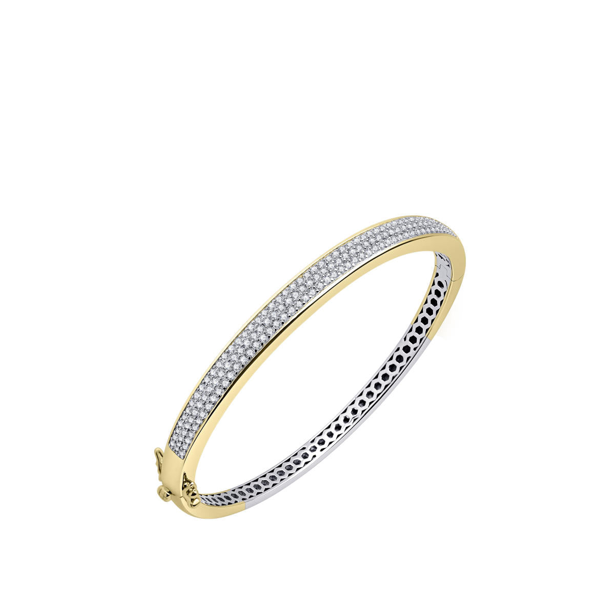 Gisser Bangle Zilver Geel Verguld Zirkonia Wit – SB01Y