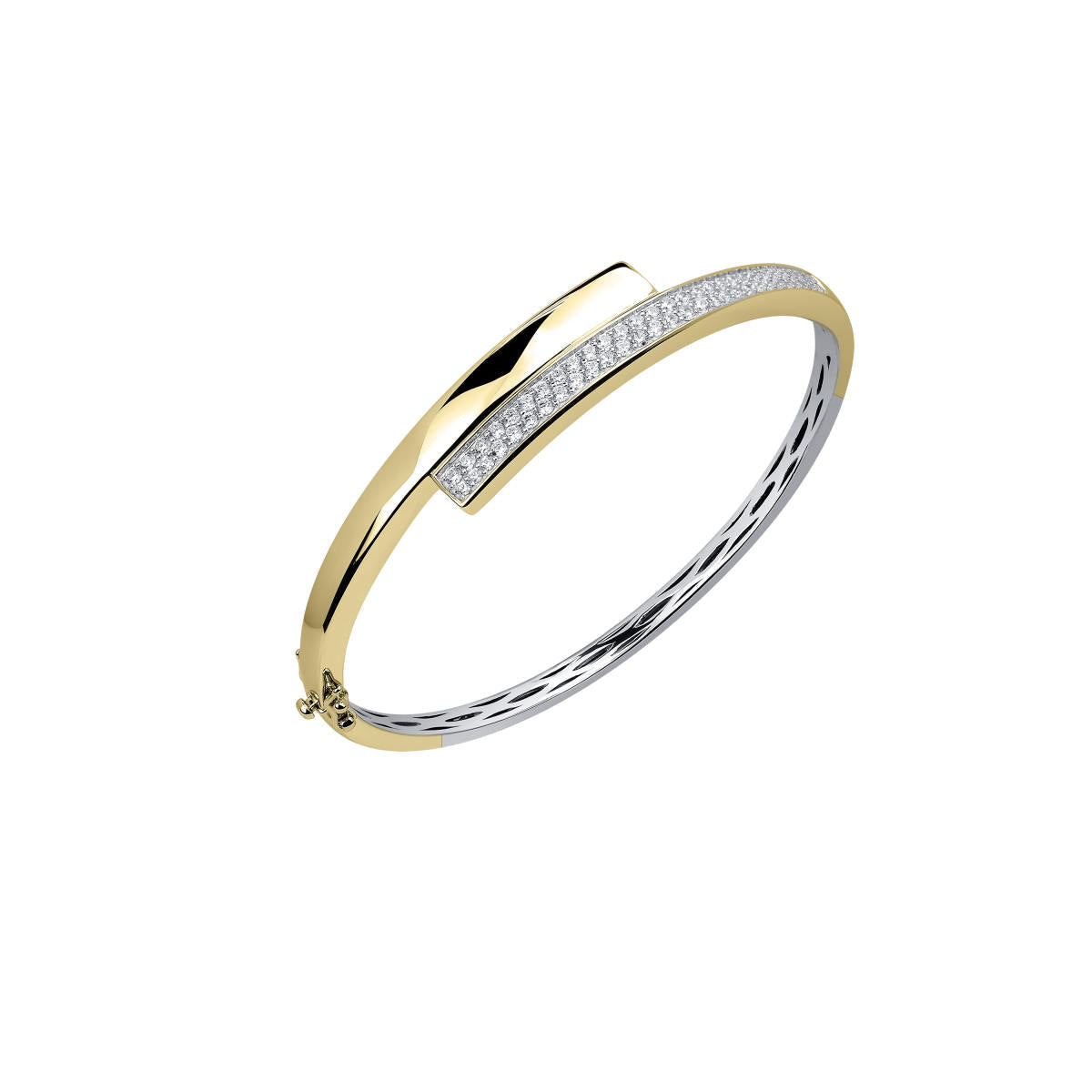 Gisser Bangle Zilver Geel Verguld Zirkonia Wit 68 mm – SB02Y