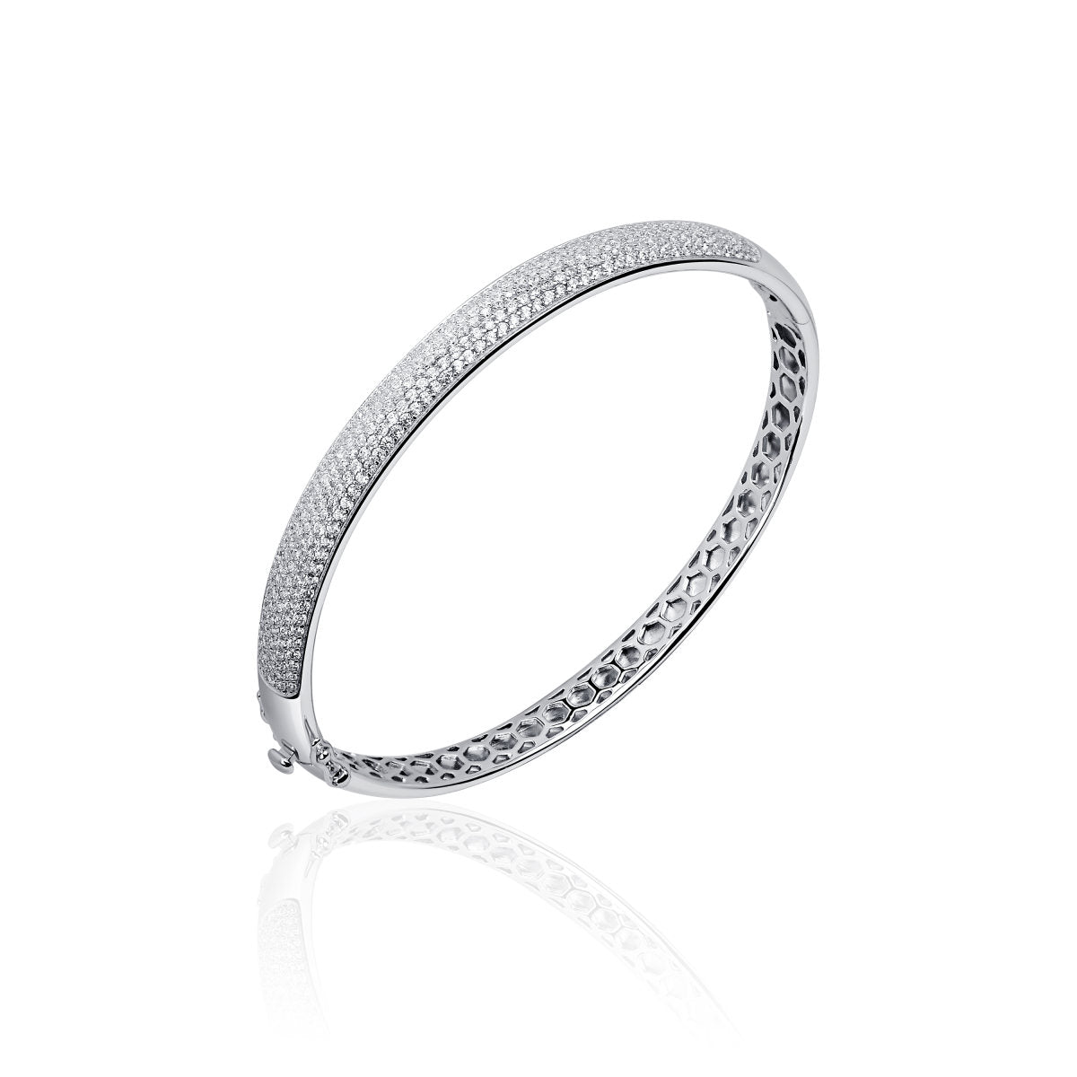 Gisser Bangle Zilver Gerhodineerd Zirkonia Wit – SB06
