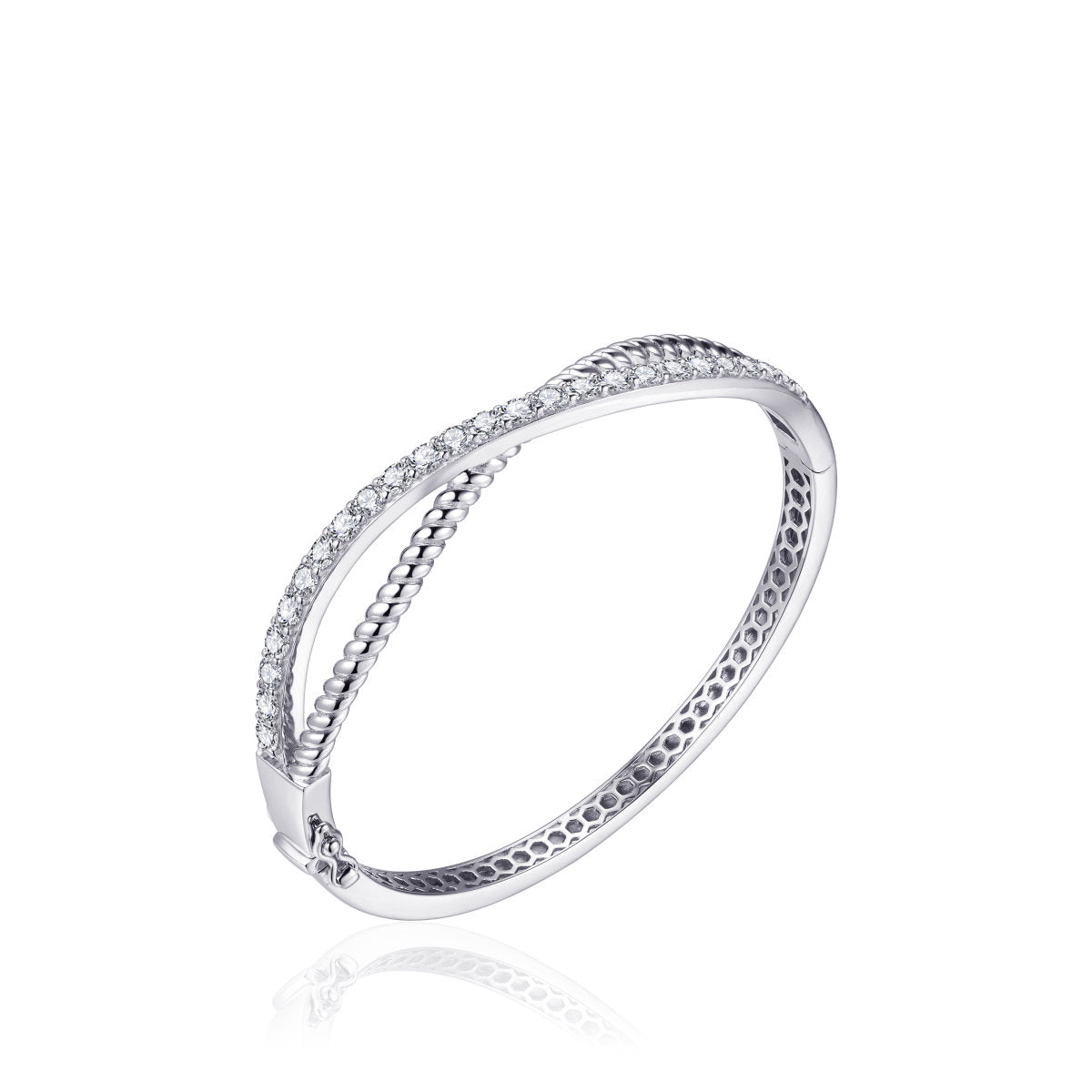 Gisser Bangle Zilver Gerhodineerd Zirkonia Wit 60 mm – SB11