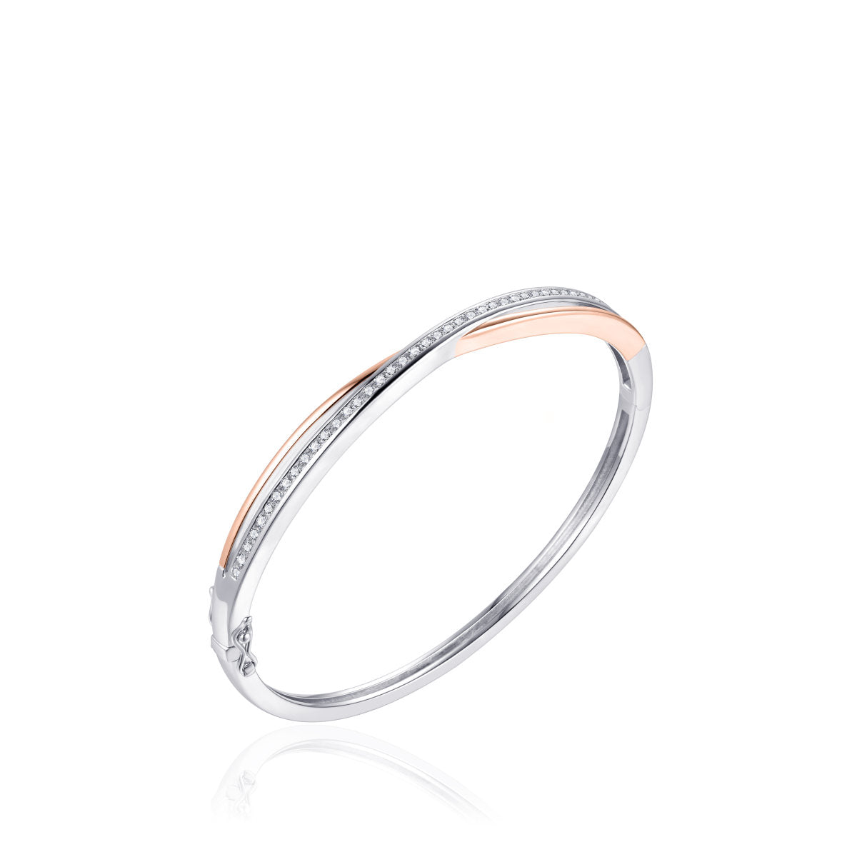 Gisser Bangle Zilver Roséverguld Zirkonia Wit – SB17R