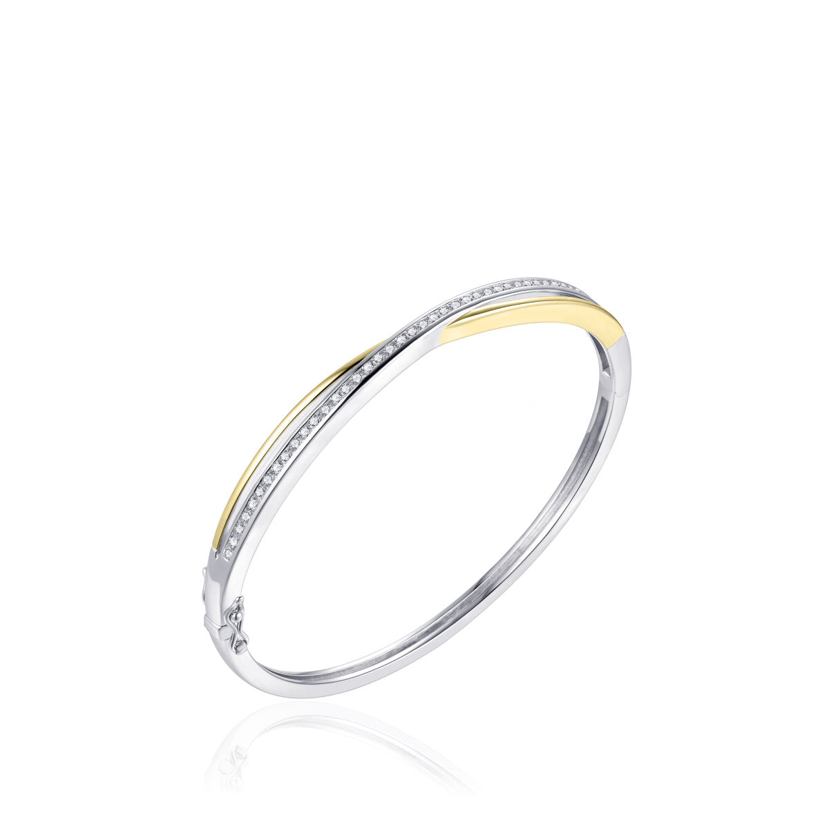 Gisser Bangle Zilver Geel Verguld Zirkonia Wit – SB17Y