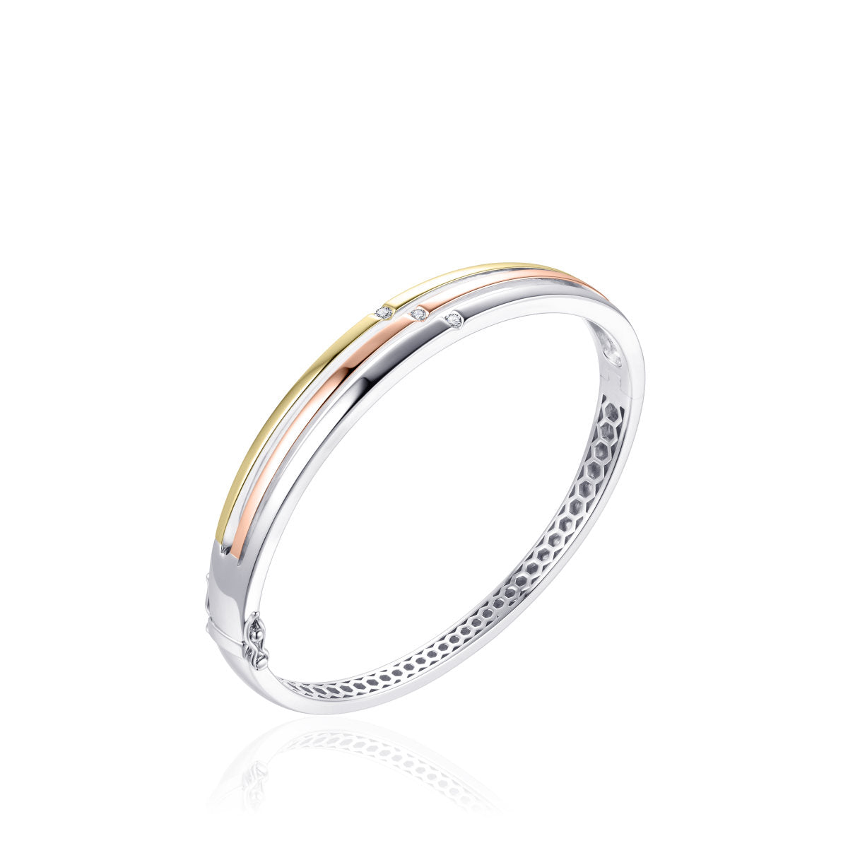 Gisser Bangle Zilver Verguld Tricolor Zirkonia Wit – SB18T