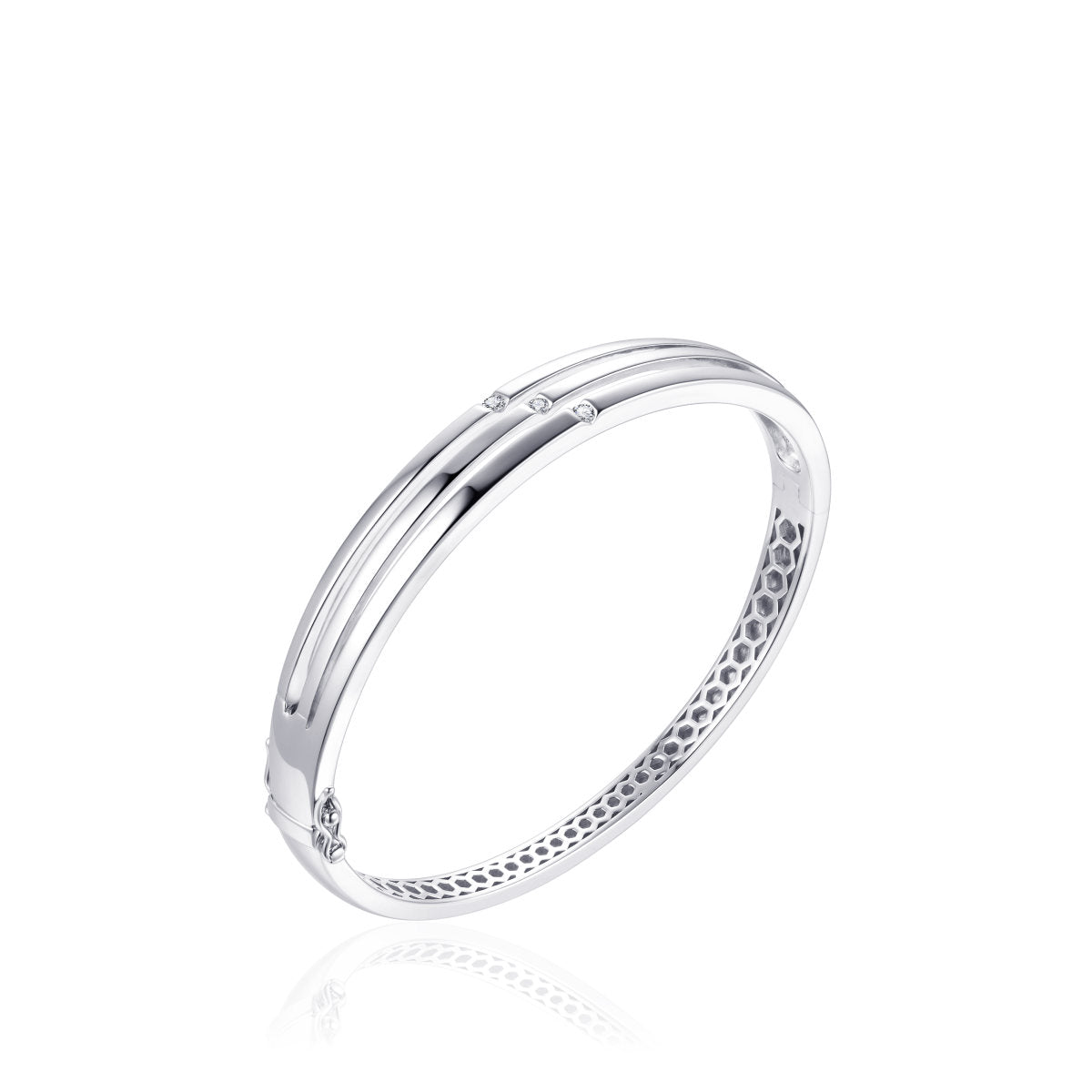Gisser Bangle Zilver Gerhodineerd Zirkonia Wit – SB18