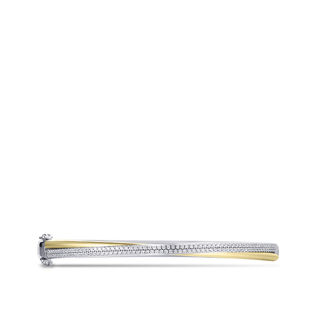 Gisser Bangle Zilver Geel Verguld Zirkonia Wit 60 mm – SB26Y – foto 2