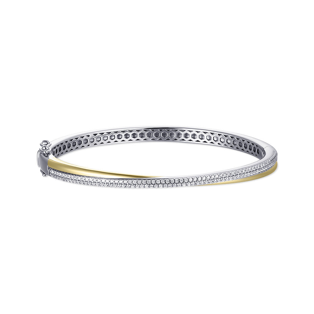 Gisser Bangle Zilver Geel Verguld Zirkonia Wit 60 mm – SB26Y