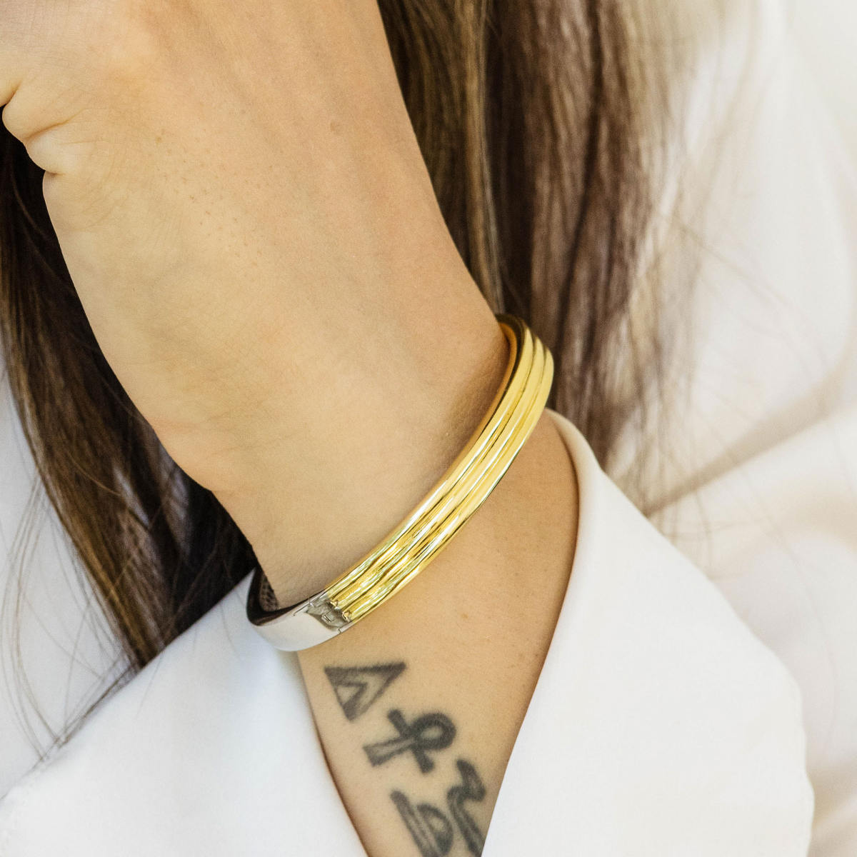 Gisser Bangle Zilver Geel Verguld 60 mm – SB29Y – foto 3